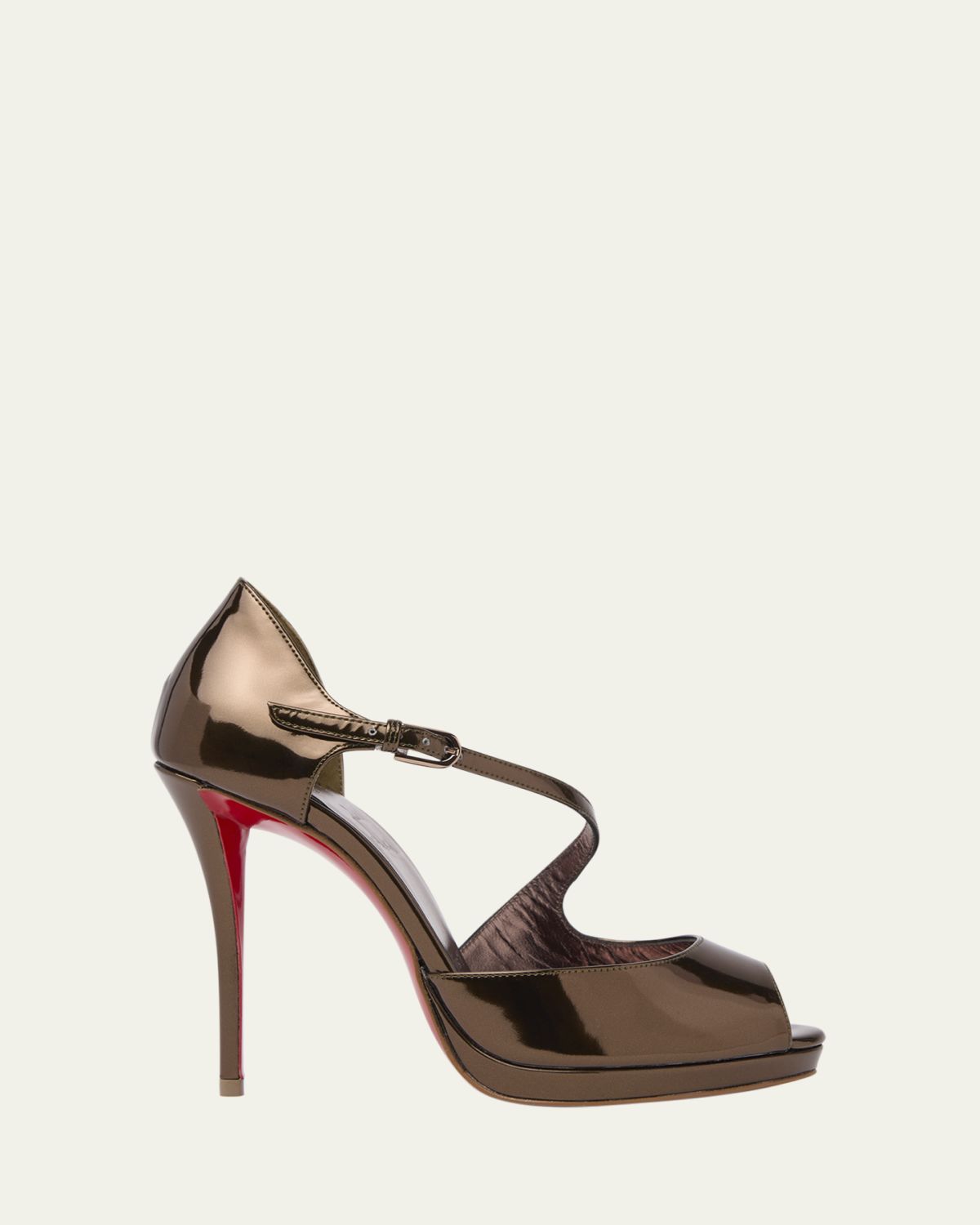 Christian Louboutin 120mm Miss Zigou Metallic Leather Red Sole Sandals