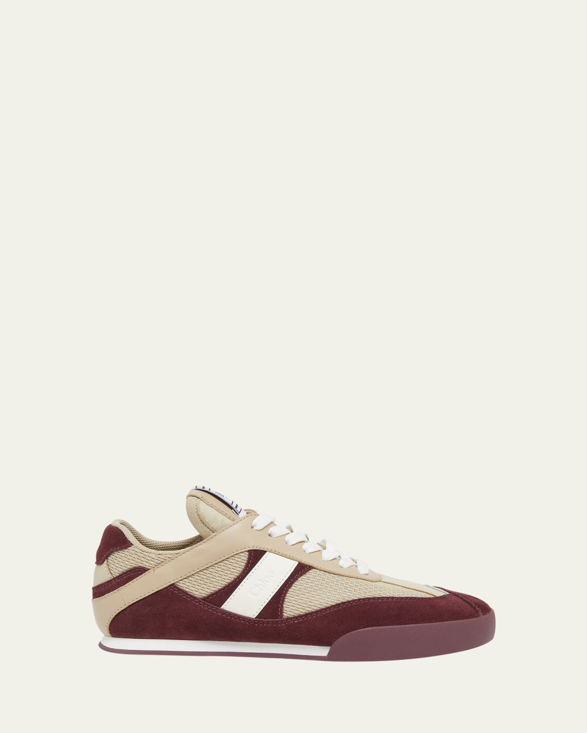 Chloe Kick Mixed Leather Retro Low-Top Sneakers