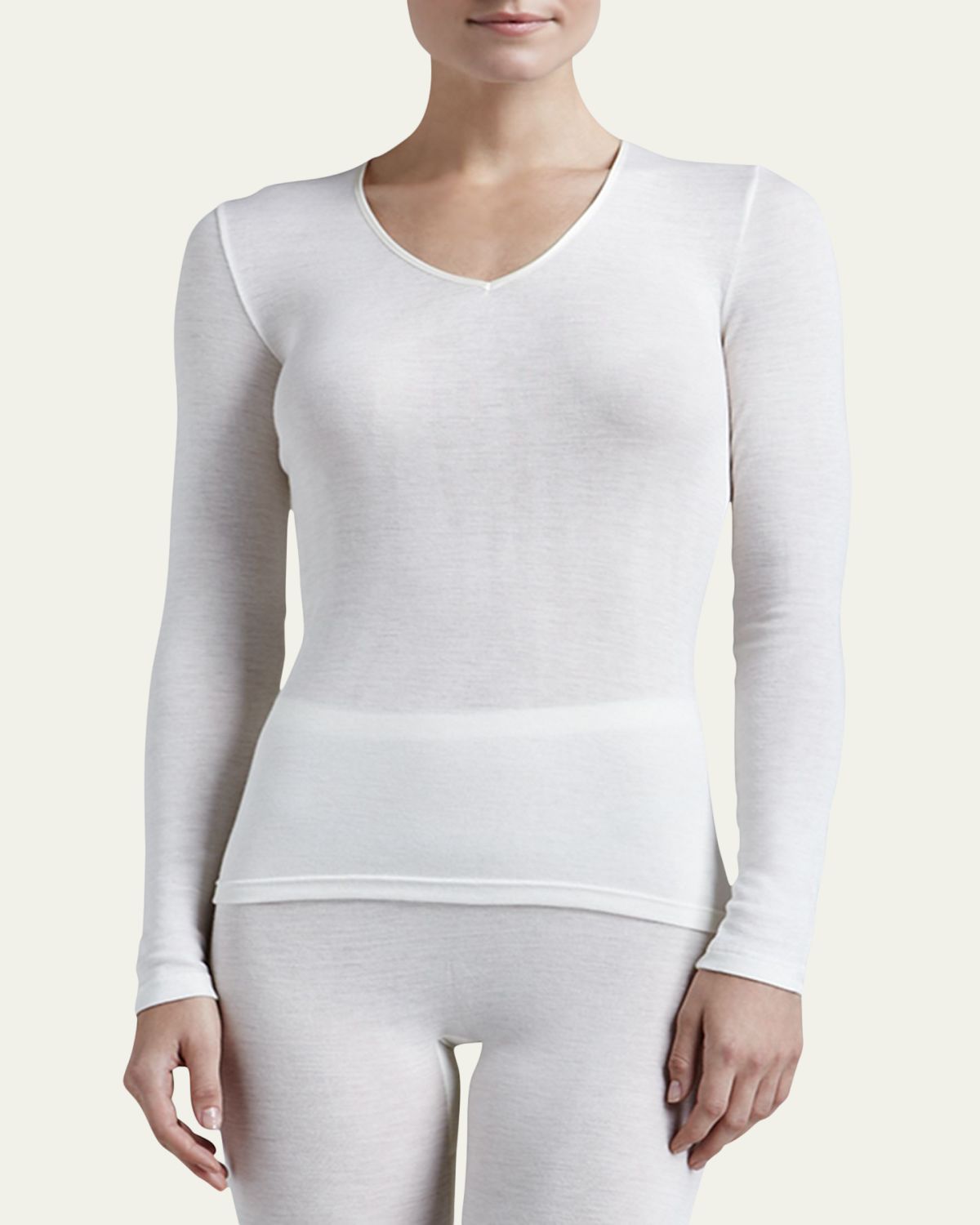 Hanro Wool & Silk Blend V-Neck Top - Women's Clothing