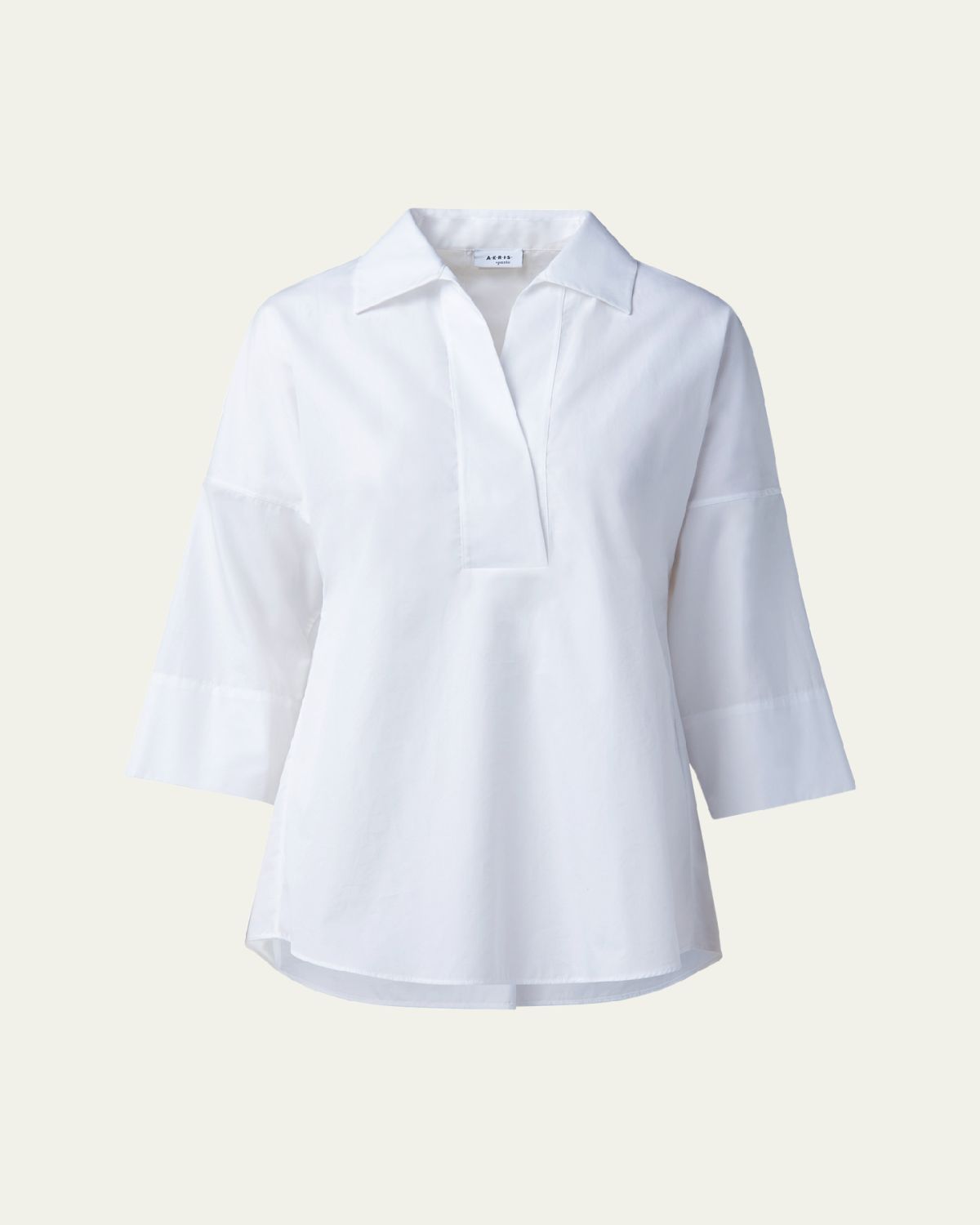 Akris punto Kimono-Sleeve Split-Neck Blouse | Thumbnail 6