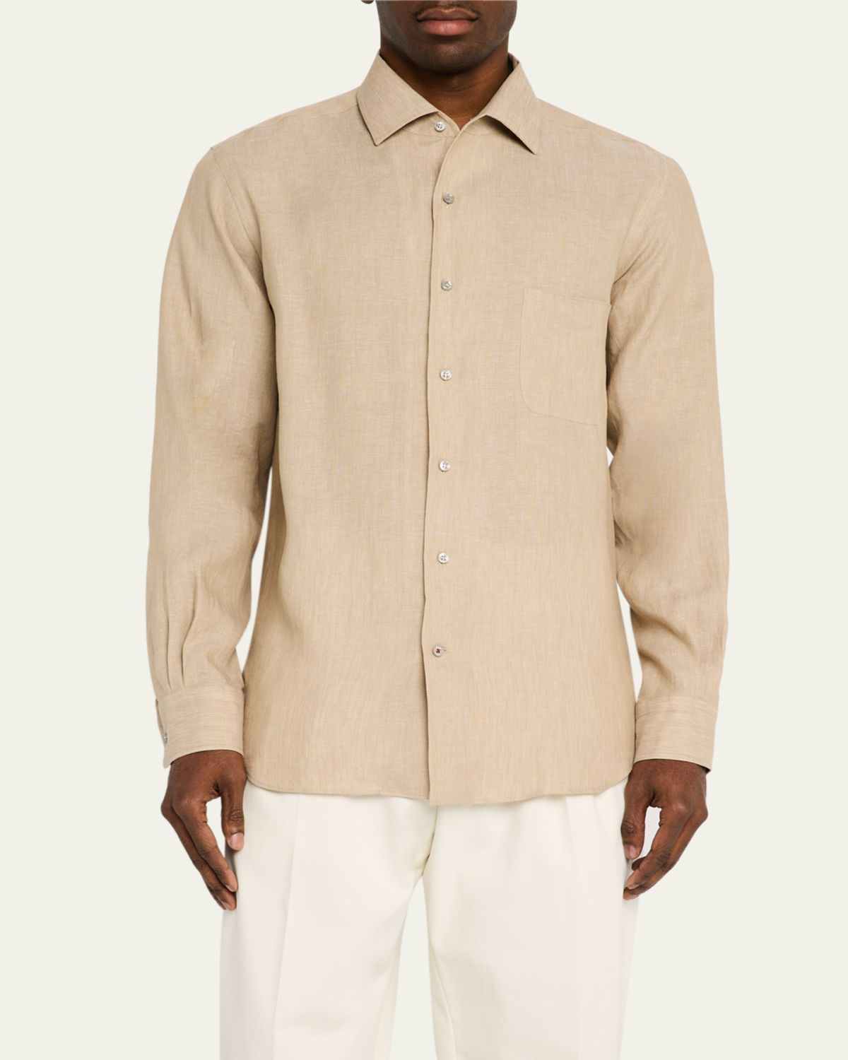 Loro Piana Men's Andre Long-Sleeve Linen Shirt | Thumbnail 4 Loro Piana Men's Andre Long-Sleeve Linen Shirt | Thumbnail 4