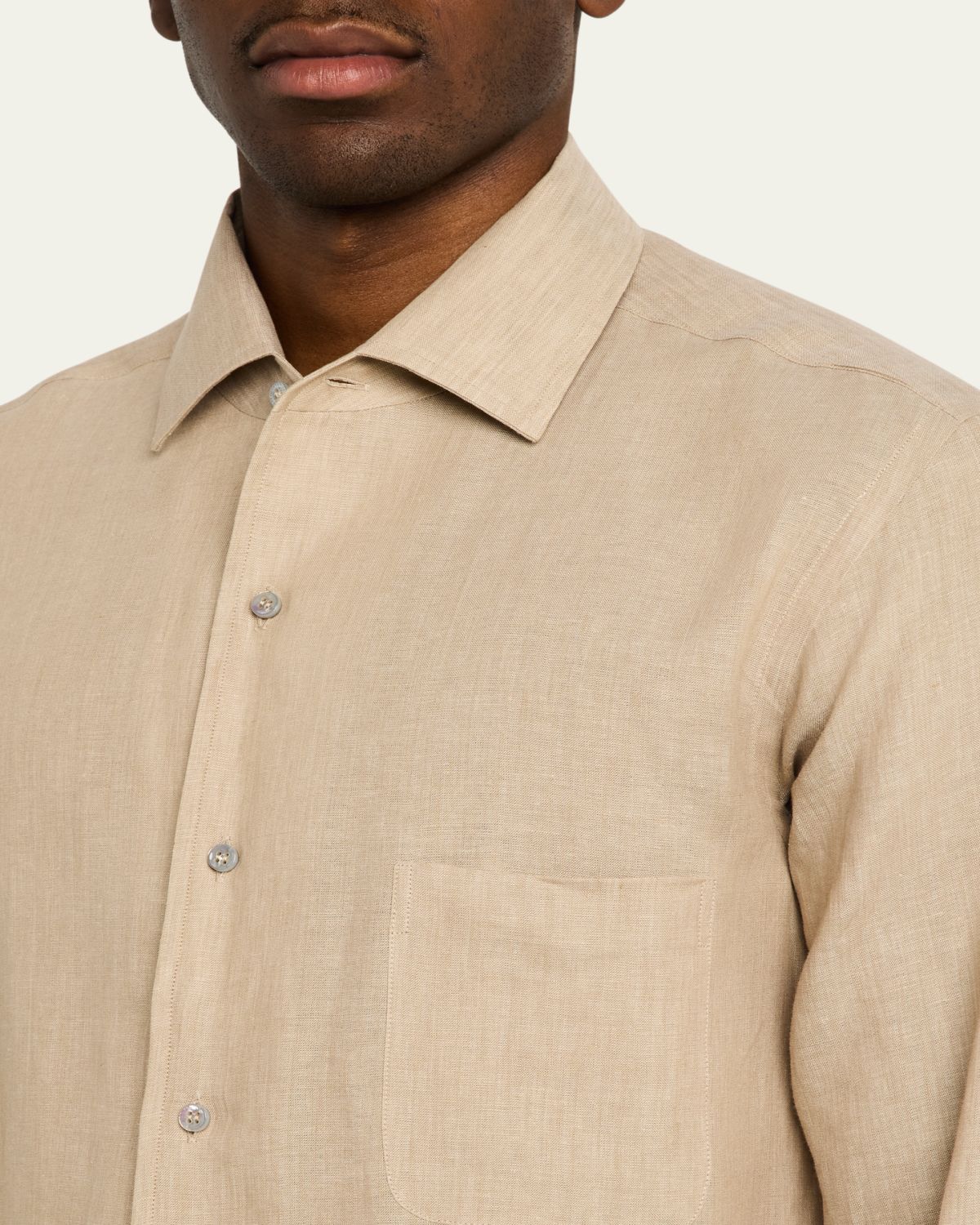 Loro Piana Men's Andre Long-Sleeve Linen Shirt | Thumbnail 5 Loro Piana Men's Andre Long-Sleeve Linen Shirt | Thumbnail 5
