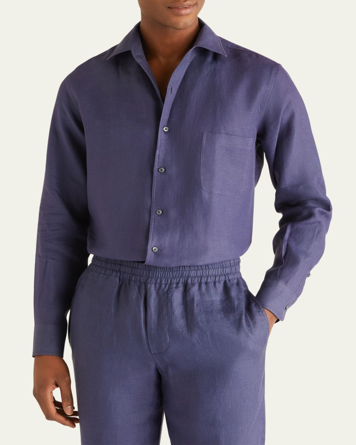 Loro Piana Men's Andre Long-Sleeve Linen Shirt | Thumbnail 12 Loro Piana Men's Andre Long-Sleeve Linen Shirt | Thumbnail 12