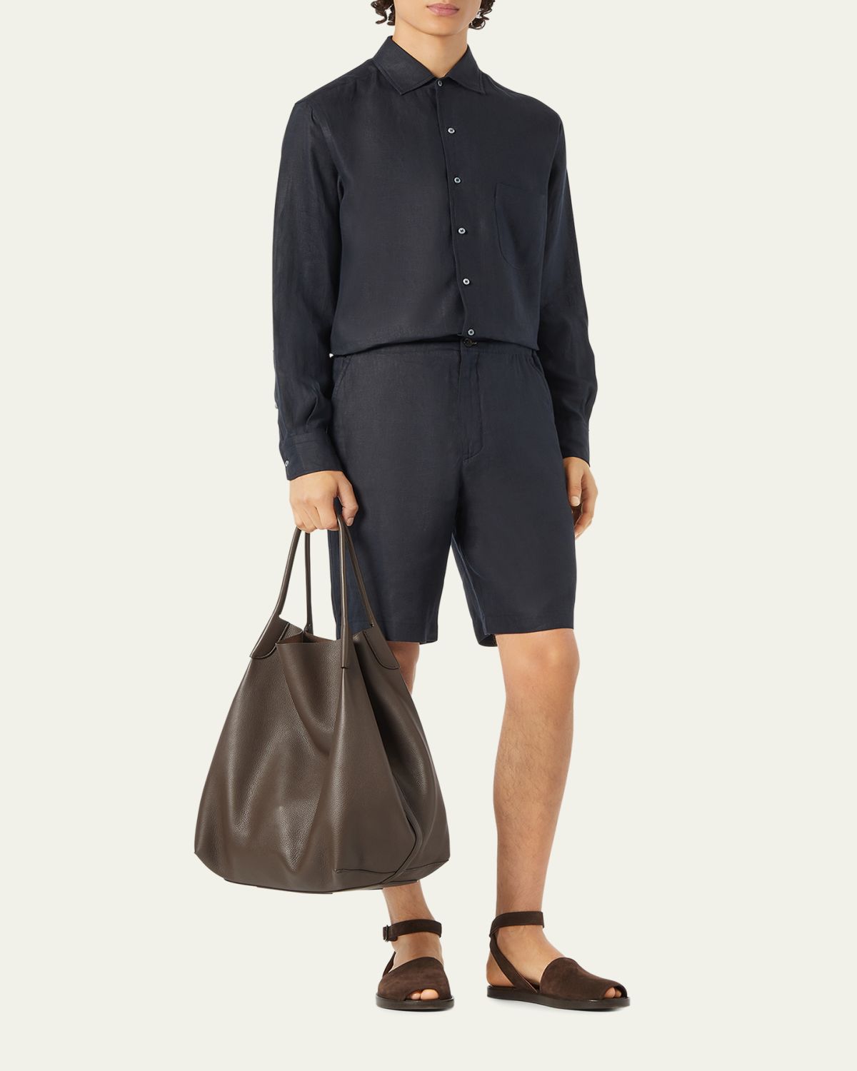 Loro Piana Men's Andre Long-Sleeve Linen Shirt | Thumbnail 8 Loro Piana Men's Andre Long-Sleeve Linen Shirt | Thumbnail 8