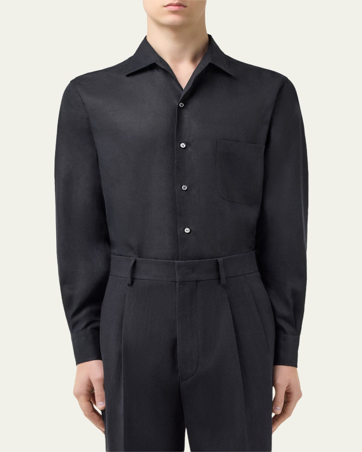 Loro Piana Men's Andre Long-Sleeve Linen Shirt | Thumbnail 10 Loro Piana Men's Andre Long-Sleeve Linen Shirt | Thumbnail 10