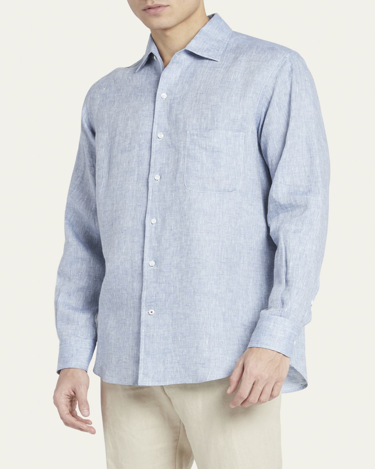 Loro Piana Men's Andre Long-Sleeve Linen Shirt | Thumbnail 10 Loro Piana Men's Andre Long-Sleeve Linen Shirt | Thumbnail 10