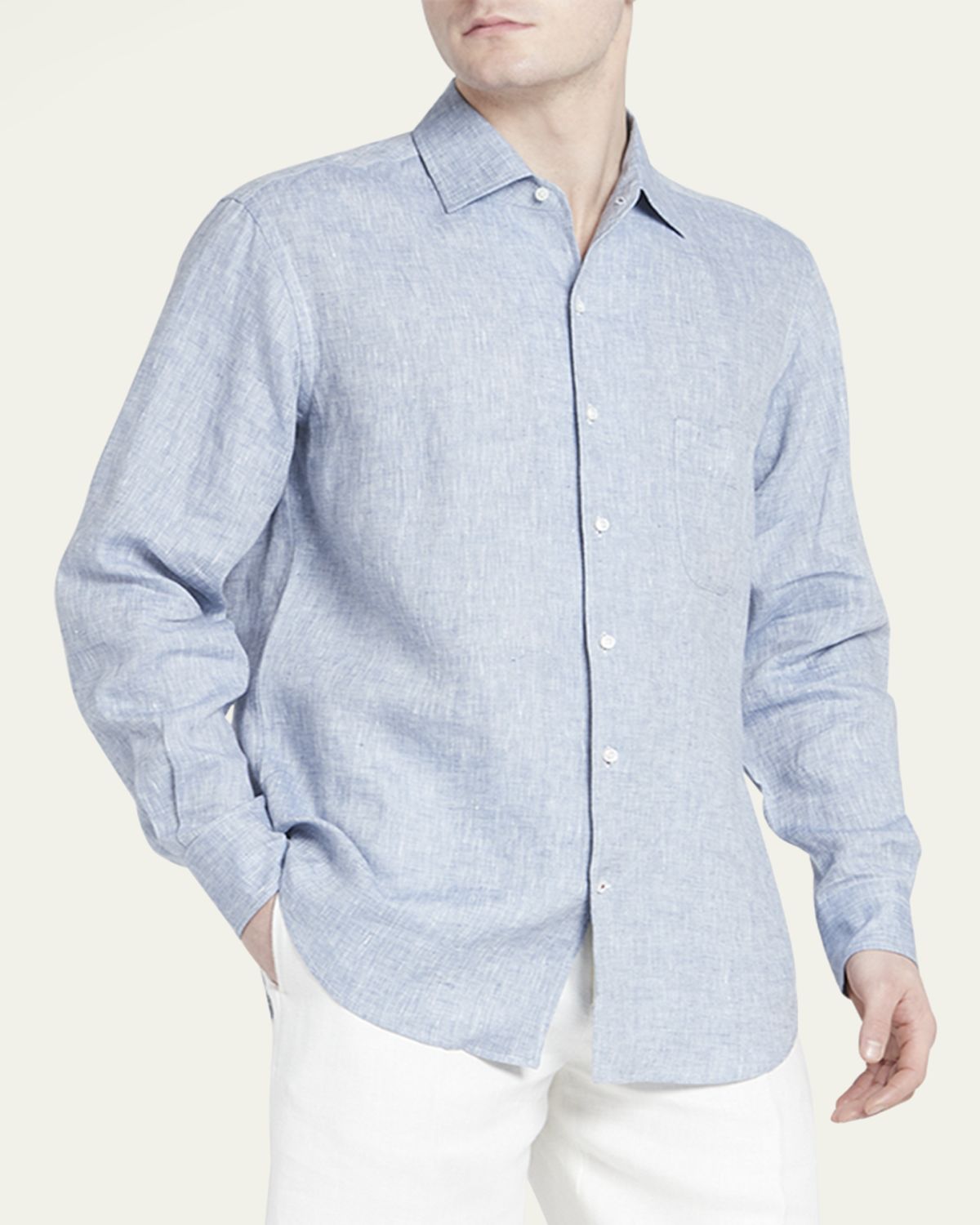 Loro Piana Men's Andre Long-Sleeve Linen Shirt | Thumbnail 18 Loro Piana Men's Andre Long-Sleeve Linen Shirt | Thumbnail 18