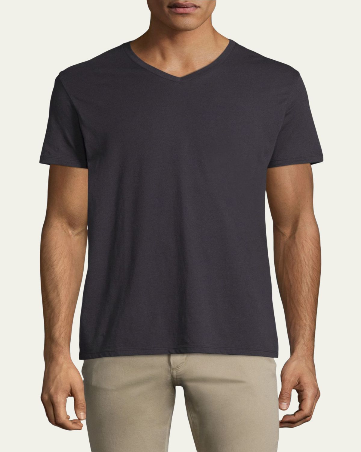 Vince Short-Sleeve V-Neck Jersey T-Shirt, Gray | Thumbnail 2