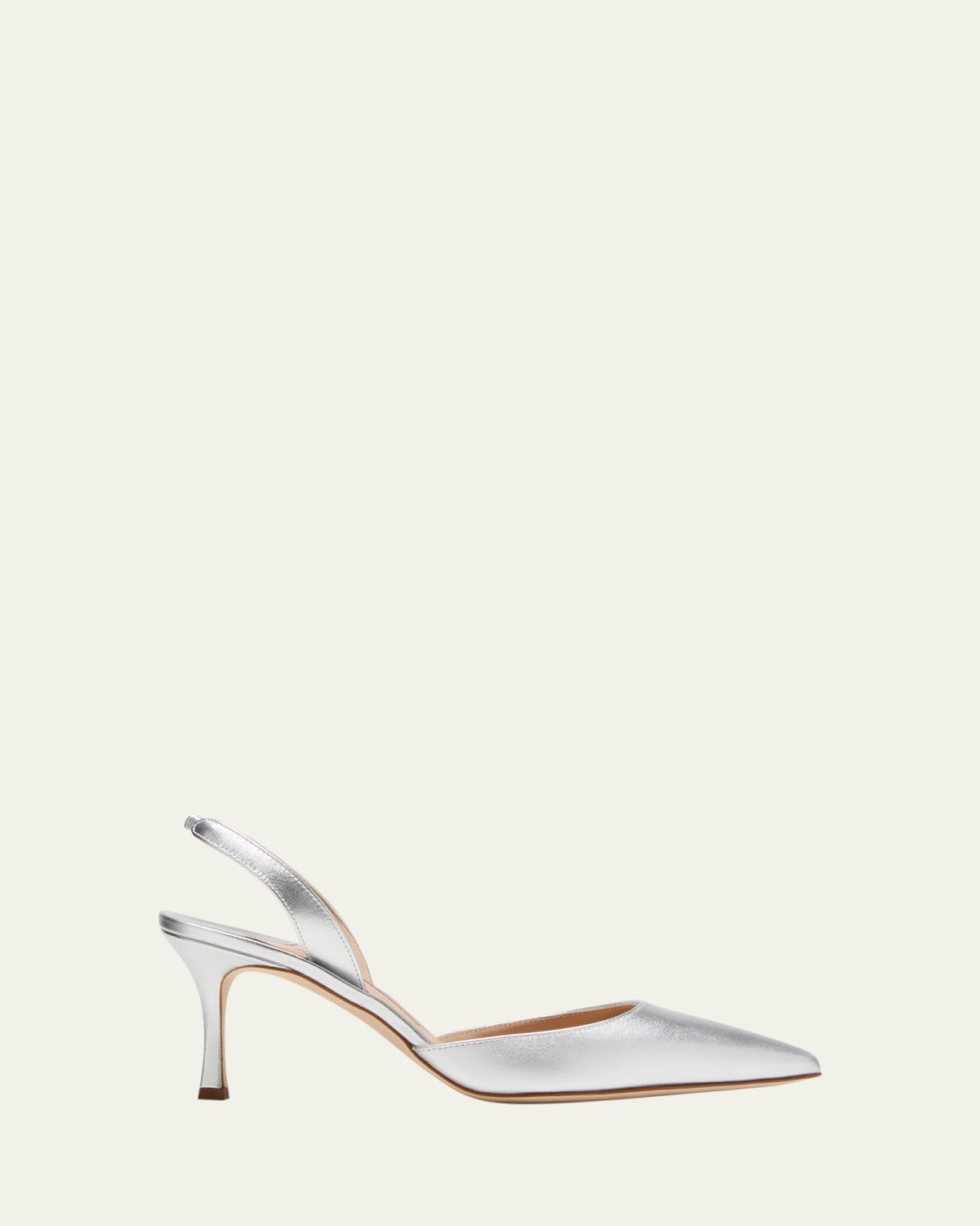 Manolo Blahnik Carolyne Metallic Leather Mid-Heel Slingback Pumps | Thumbnail 6