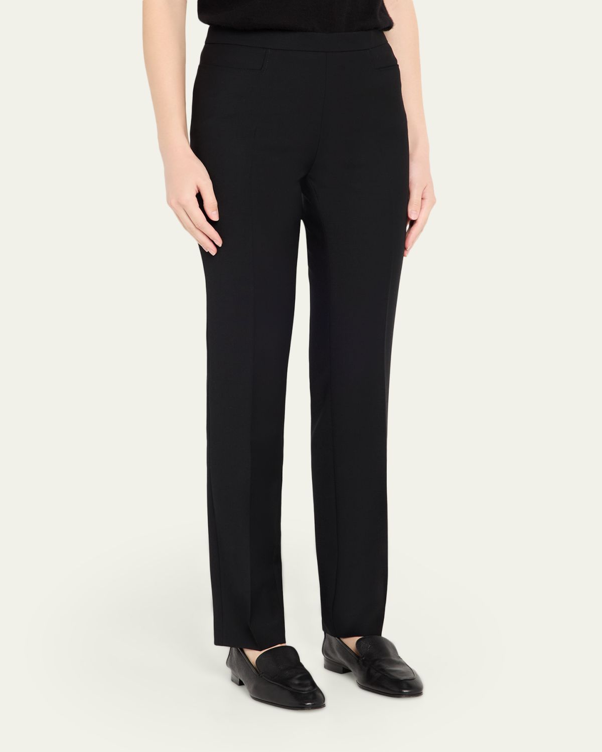 Akris punto Francoise Slim-Straight Pants, Black | Thumbnail 6
