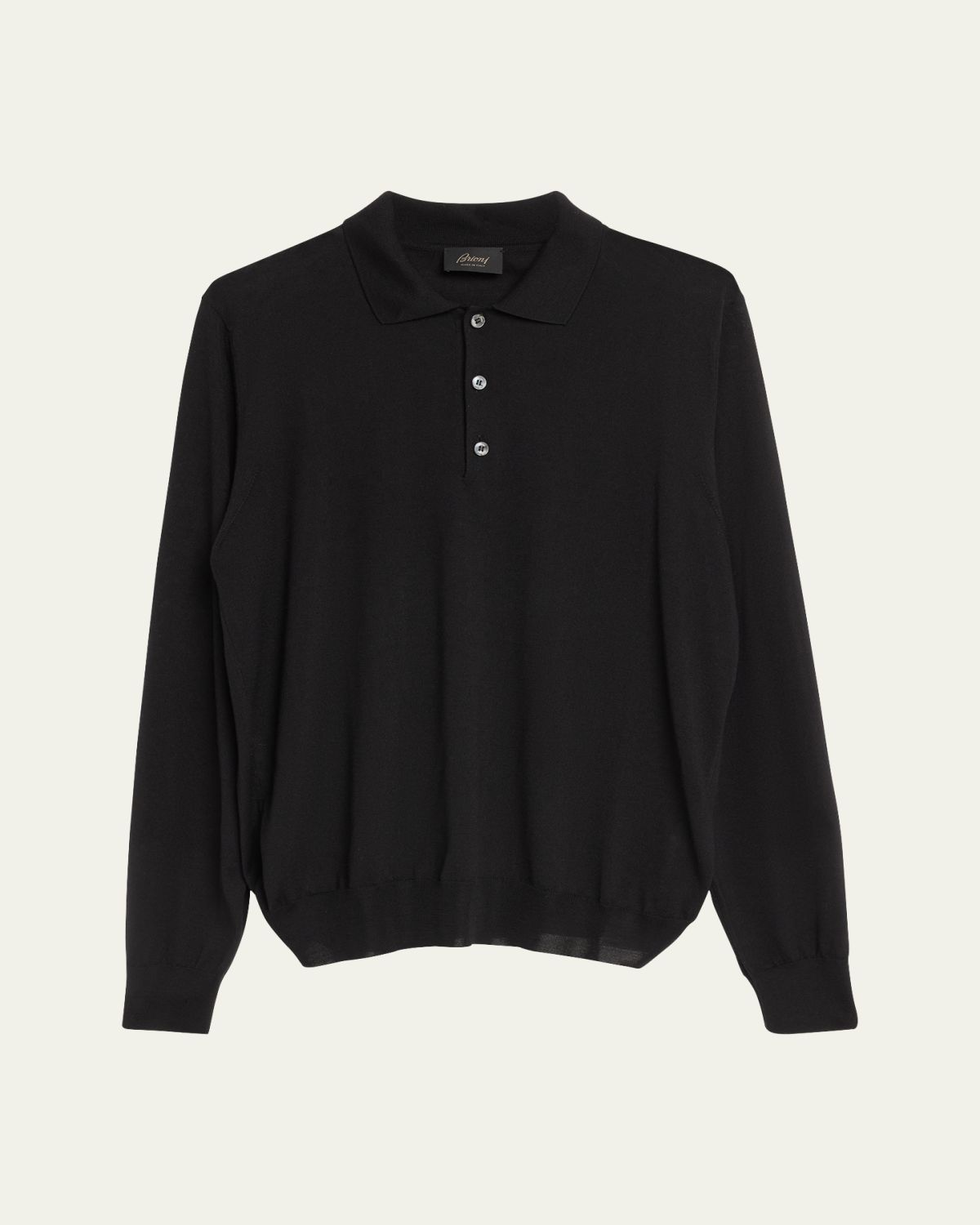 Brioni Men's Cashmere-Silk Long-Sleeve Polo Sweater | Thumbnail 6 Brioni Men's Cashmere-Silk Long-Sleeve Polo Sweater | Thumbnail 6