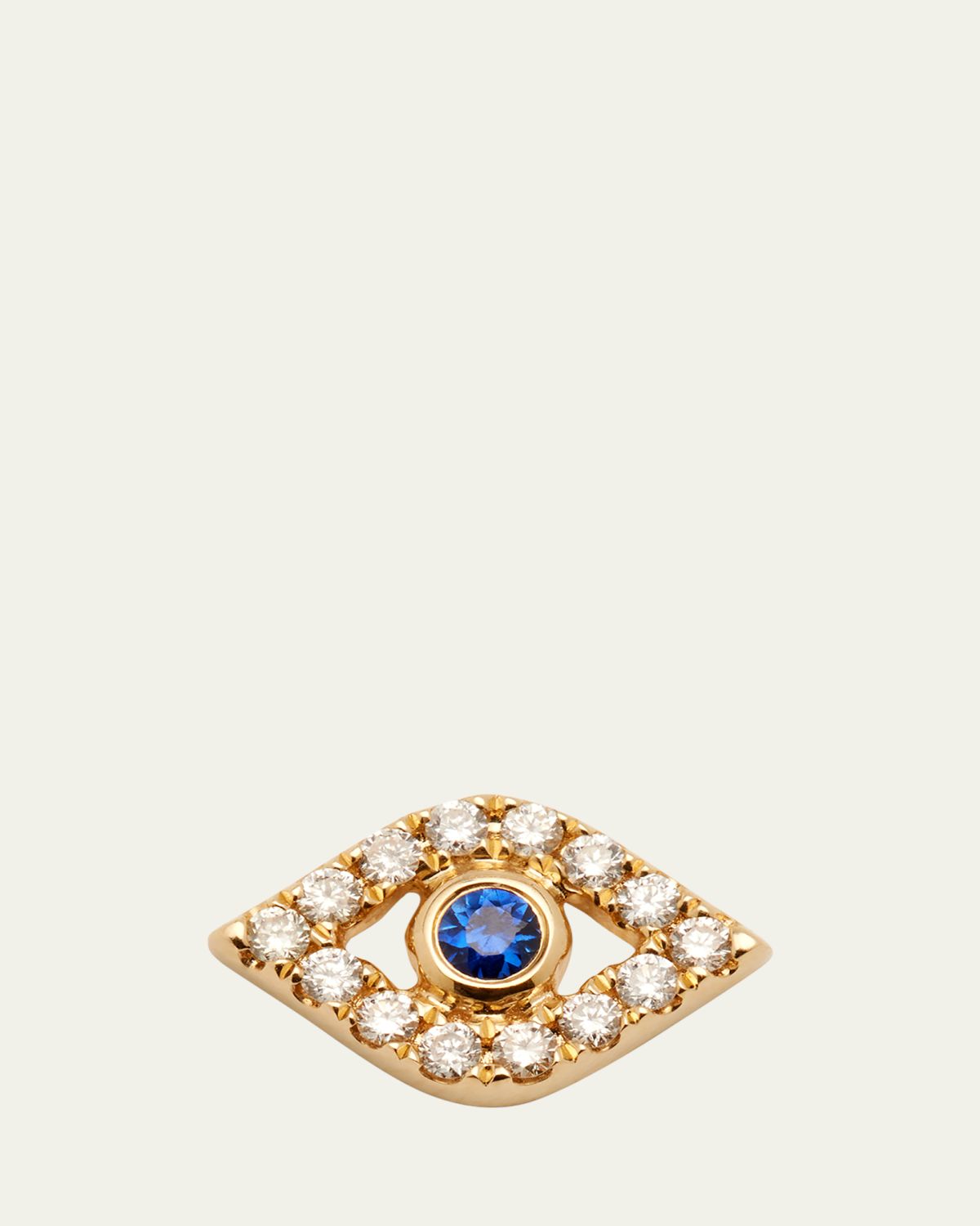 Sydney Evan 14K Yellow Gold Large Sapphire Bezel Eye Stud Earring, Single