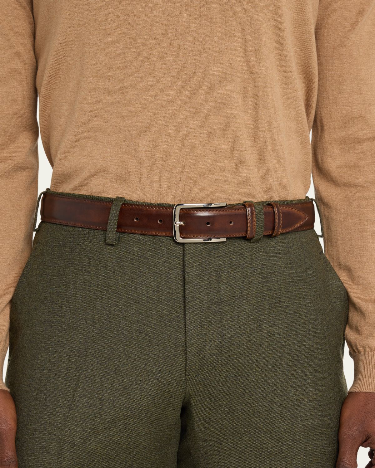 Bontoni Men's 35mm Burnished Leather Belt | Thumbnail 2 Bontoni Men's 35mm Burnished Leather Belt | Thumbnail 2