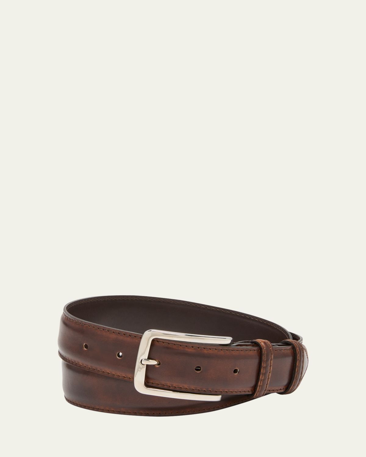 Bontoni Men's 35mm Burnished Leather Belt - Women's Accessories