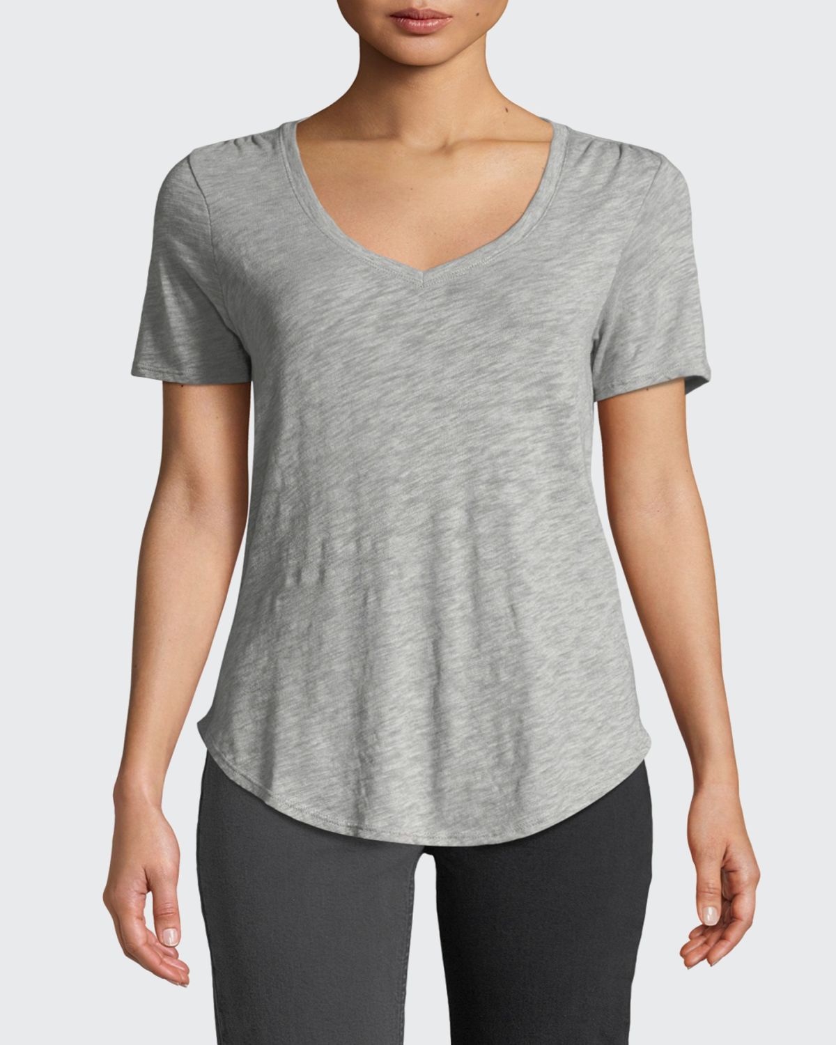 ATM Anthony Thomas Melillo Short-Sleeve V-Neck Slub Jersey Tee