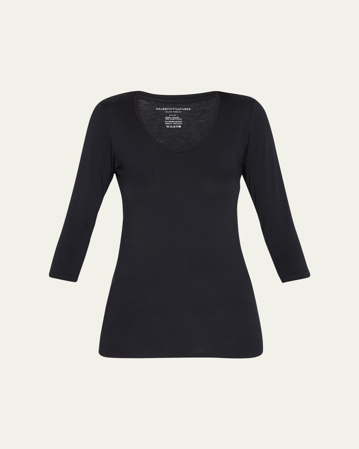 Majestic Filatures Soft Touch 3/4-Sleeve Scoop-Neck Tee