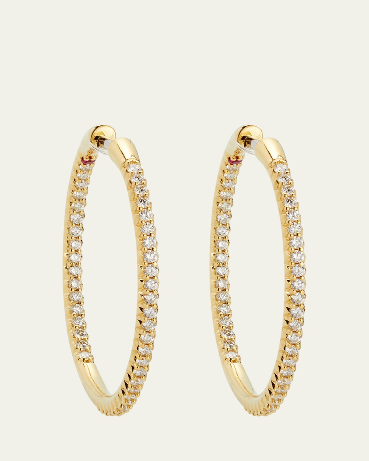 Roberto Coin 30mm Micro Pave Diamond Hoop Earrings in 18K Yellow Gold