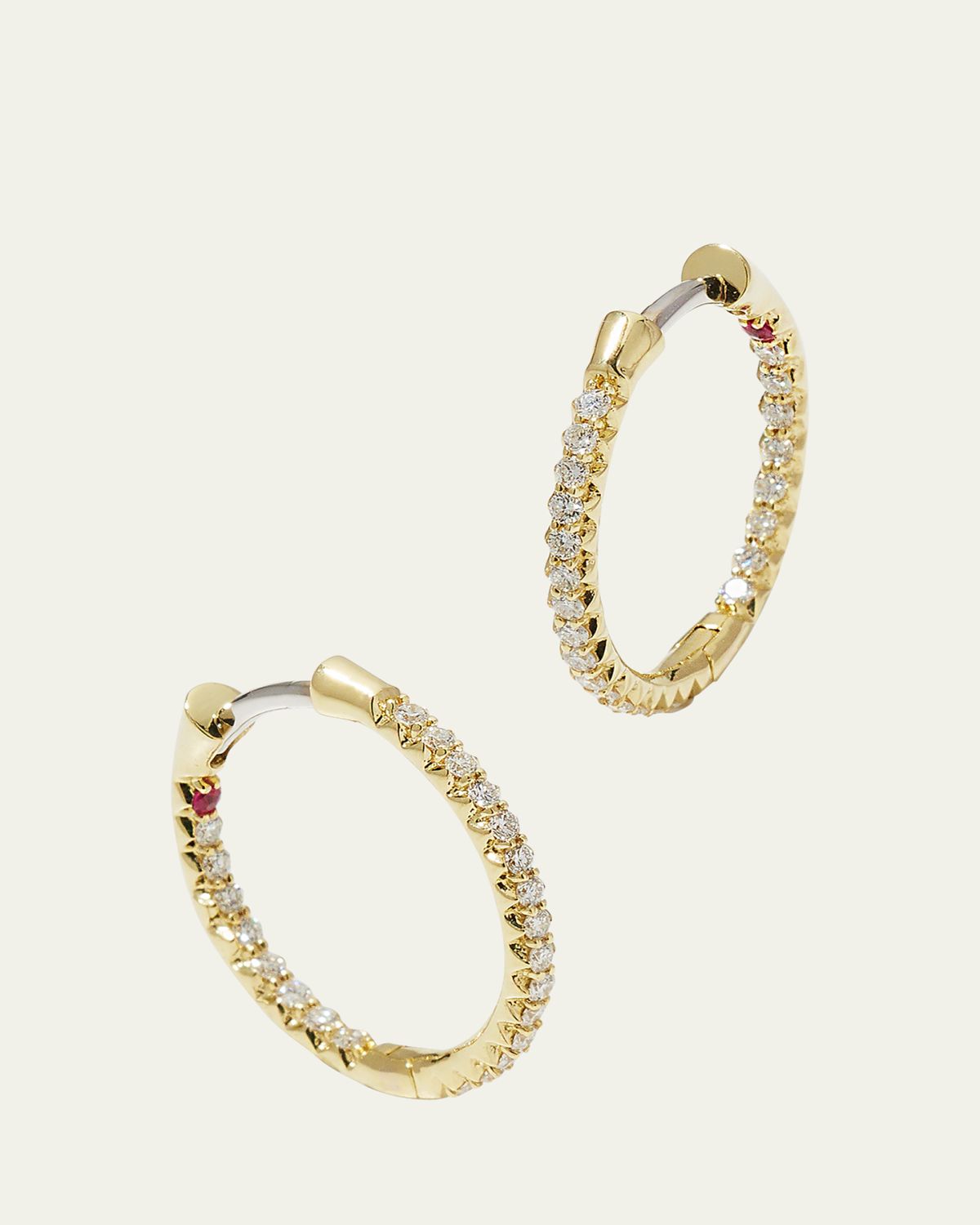 Roberto Coin XS Pave Diamond Hoop Earrings
