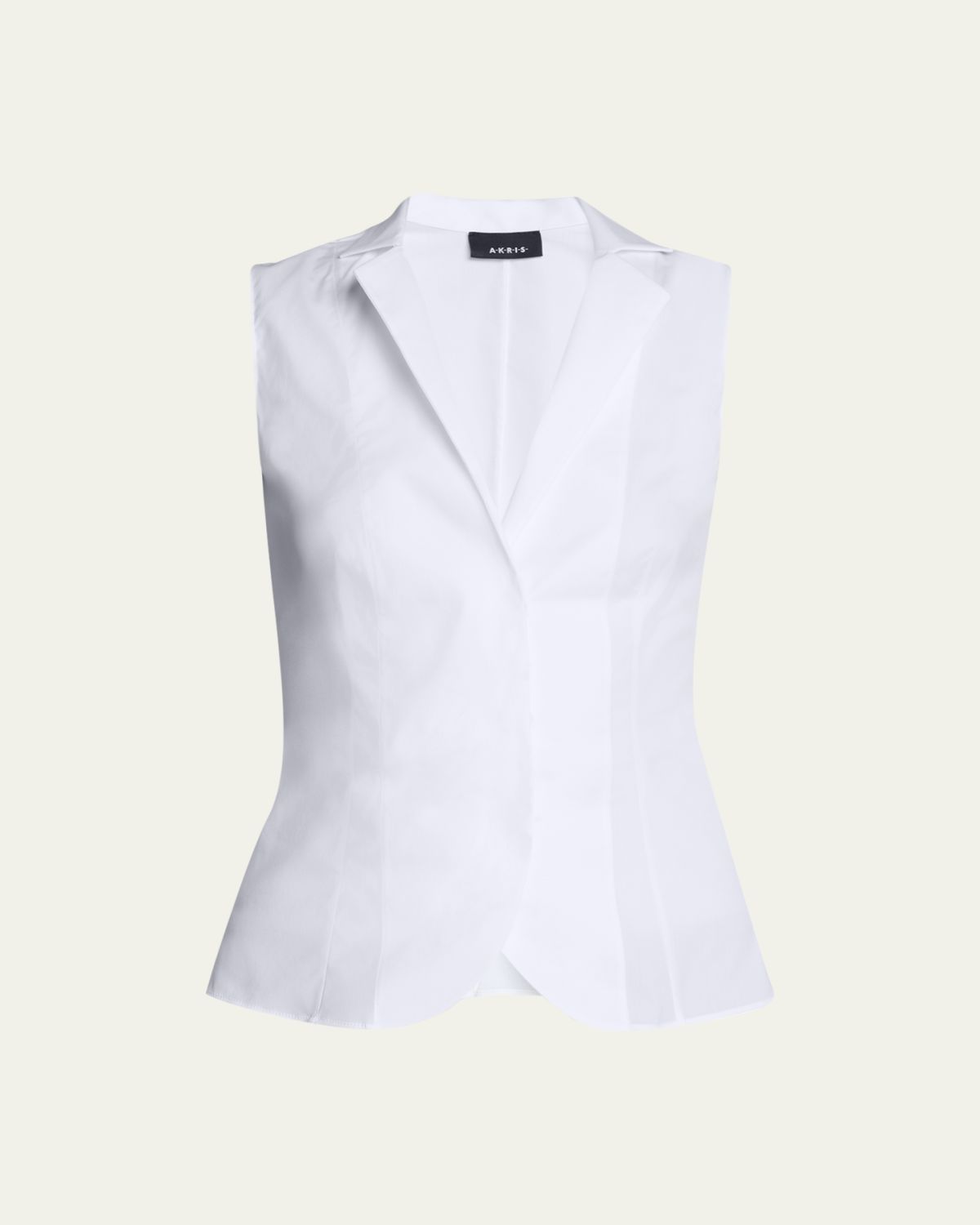 Akris Notched Stand-Collar Sleeveless Button-Front Blouse