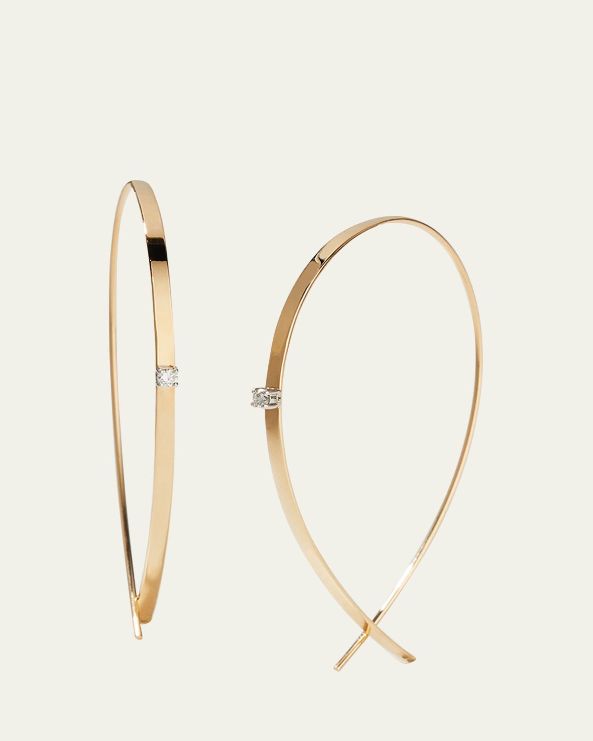 Lana 14K Gold Small Flat Diamond Hoop Earrings | Thumbnail 5 Lana 14K Gold Small Flat Diamond Hoop Earrings | Thumbnail 5