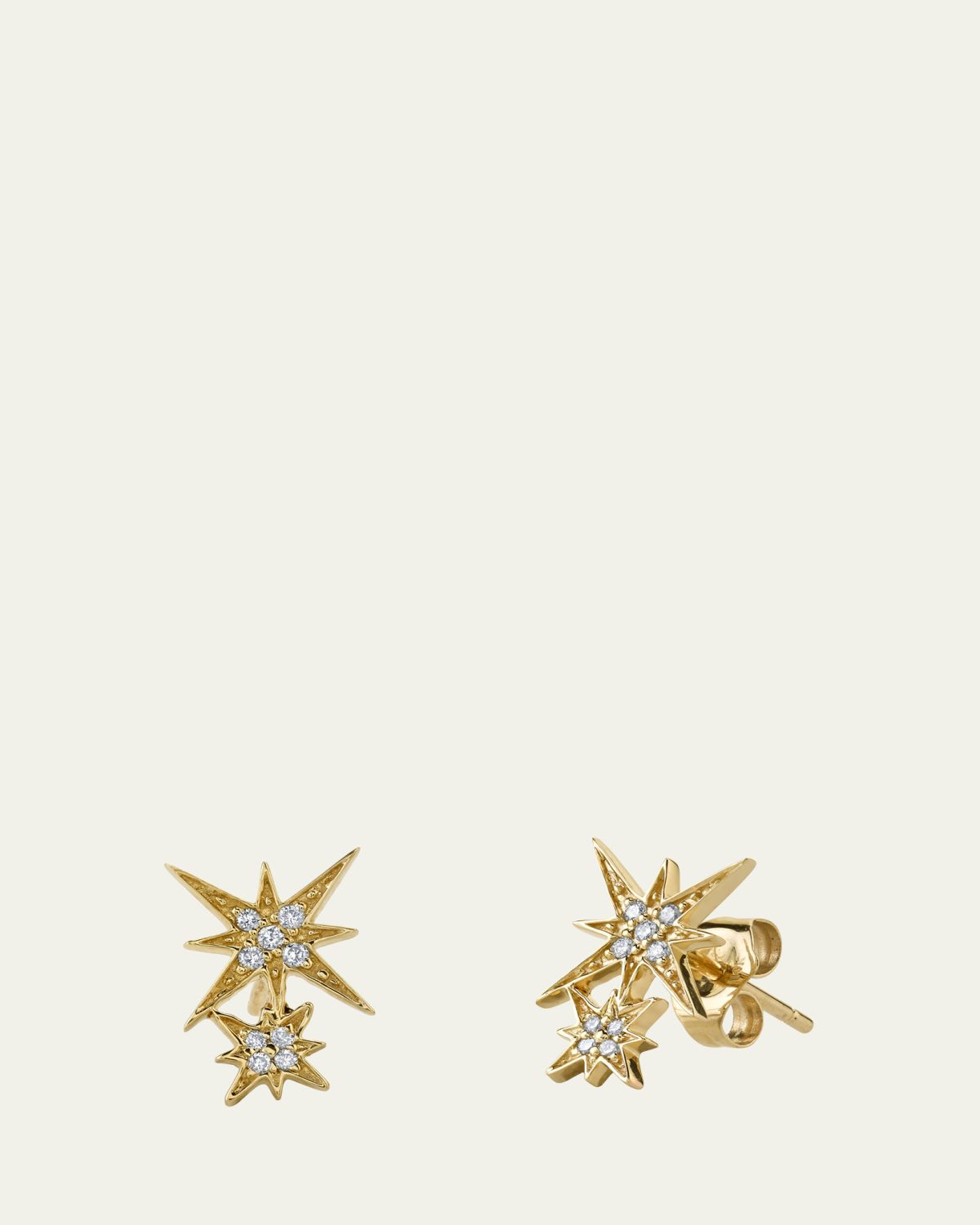 Sydney Evan 14k Pave Diamond Double Starburst Stud Earring