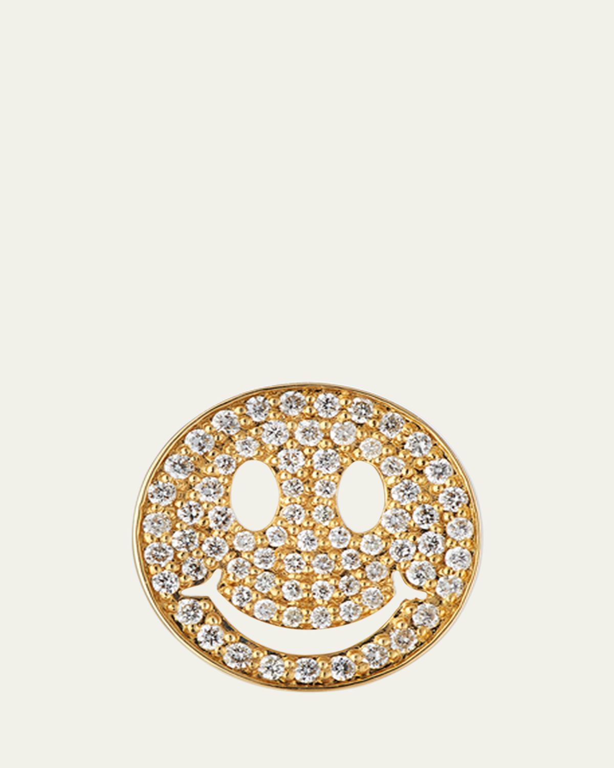 Sydney Evan Large Pave Diamond Happy Face Stud Earring