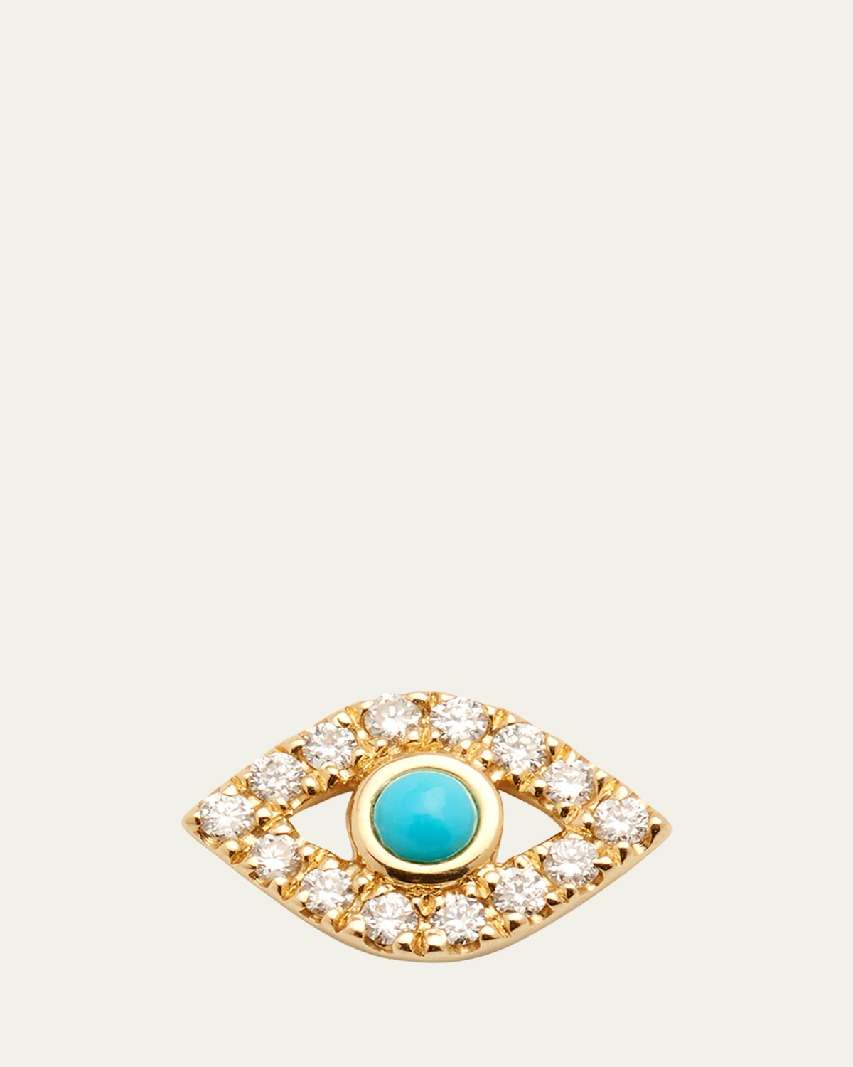 Sydney Evan Small Turquoise Cabochon & Diamond Evil Eye Single Earring