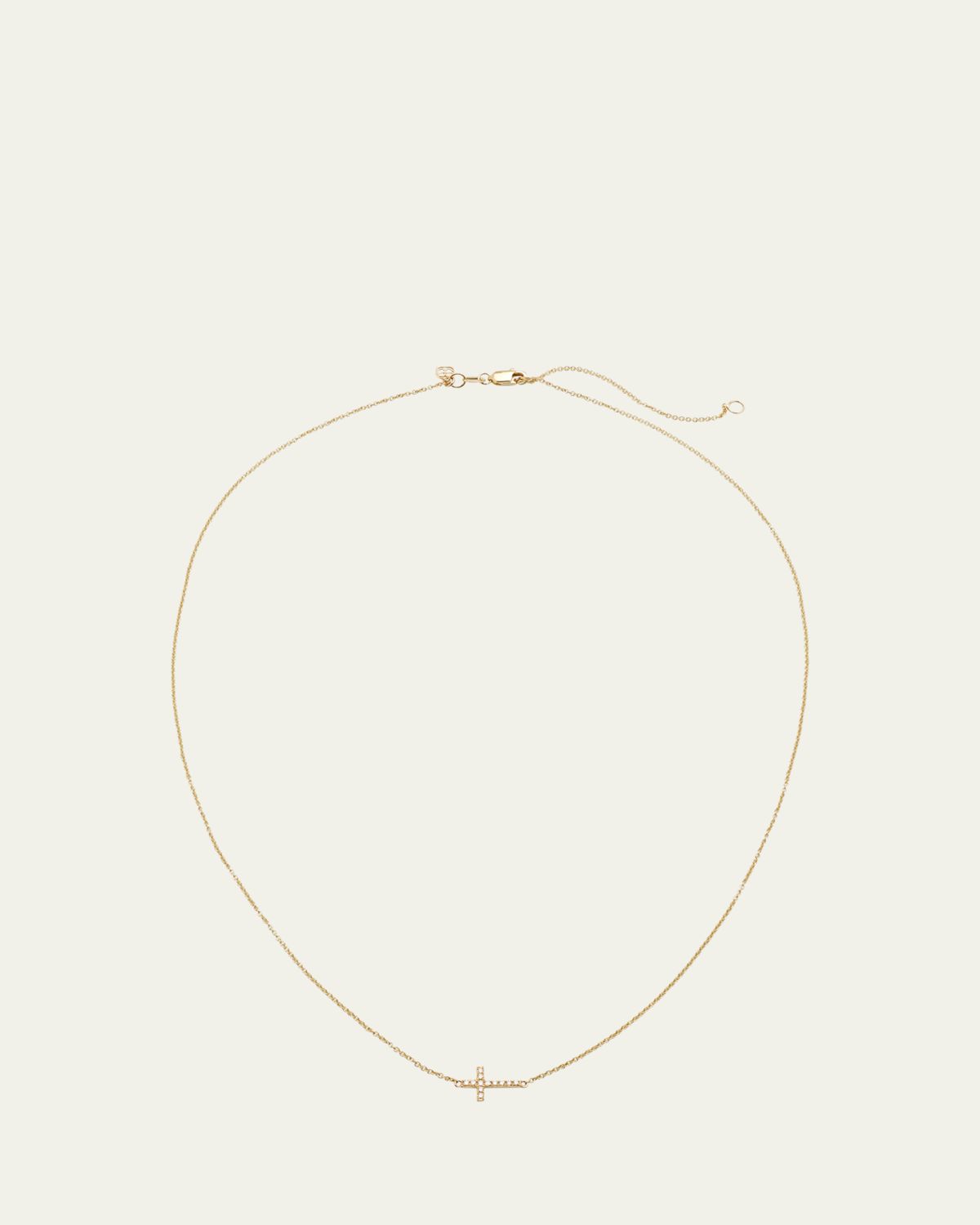 Sydney Evan Small Gold Pave Diamond Cross Necklace