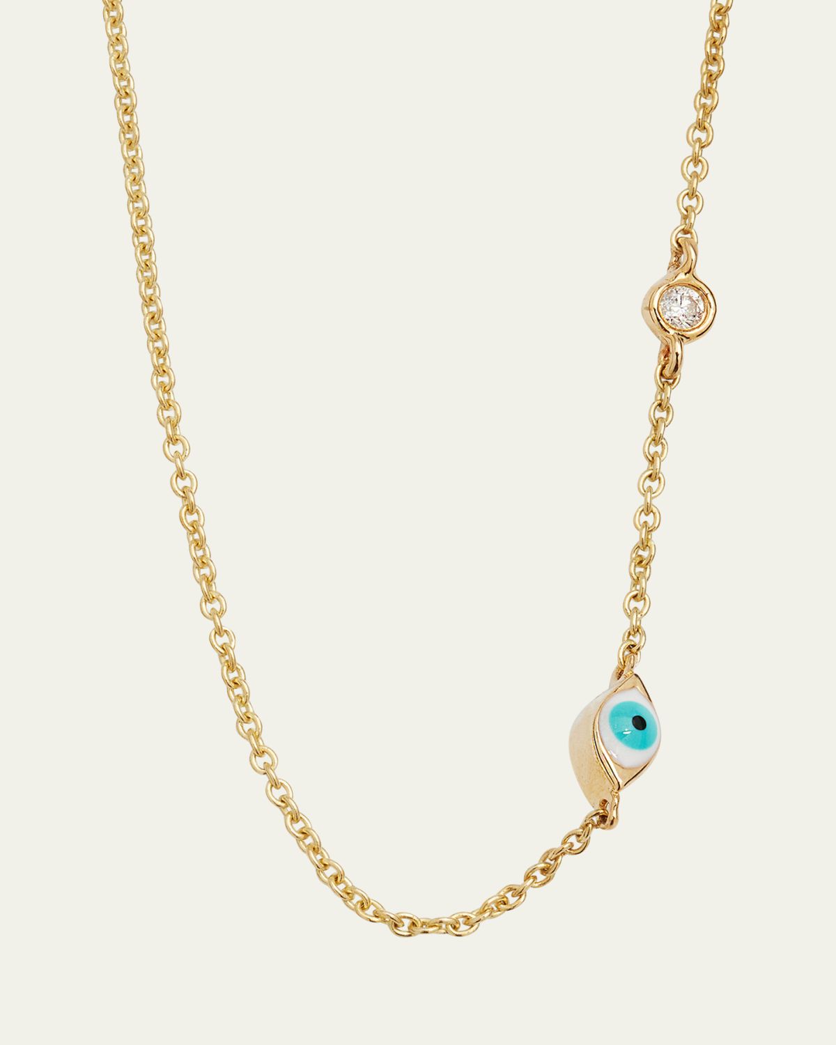 Sydney Evan 14k Gold Evil Eye Necklace with Single Diamond