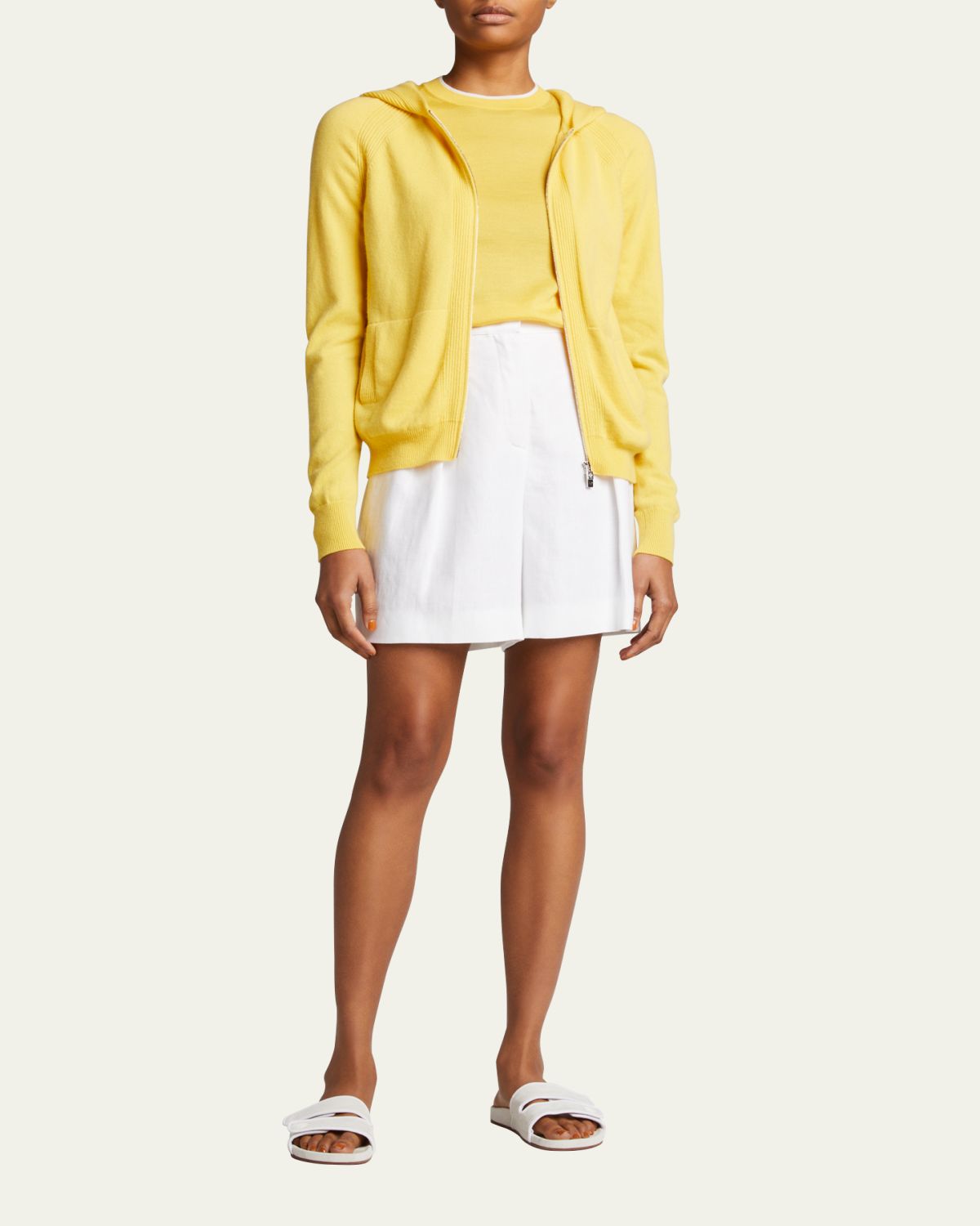 Loro Piana Merano Cashmere Zip-Front Hoodie Sweater | Thumbnail 4