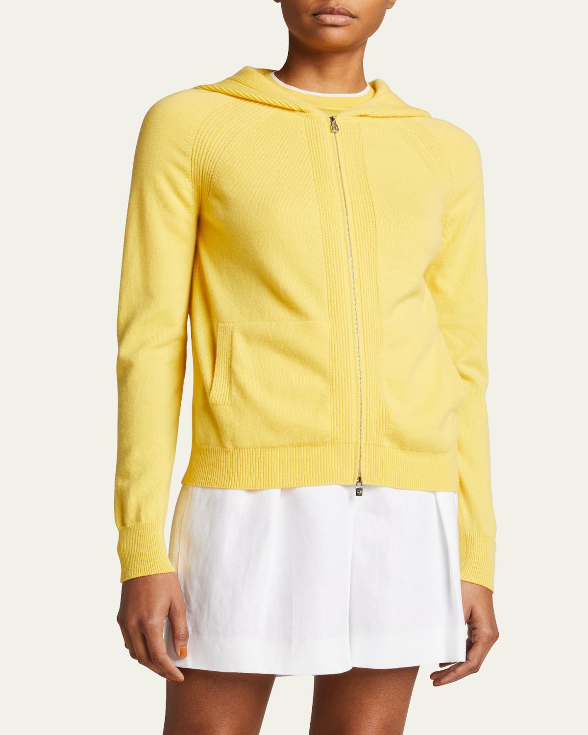 Loro Piana Merano Cashmere Zip-Front Hoodie Sweater | Thumbnail 6