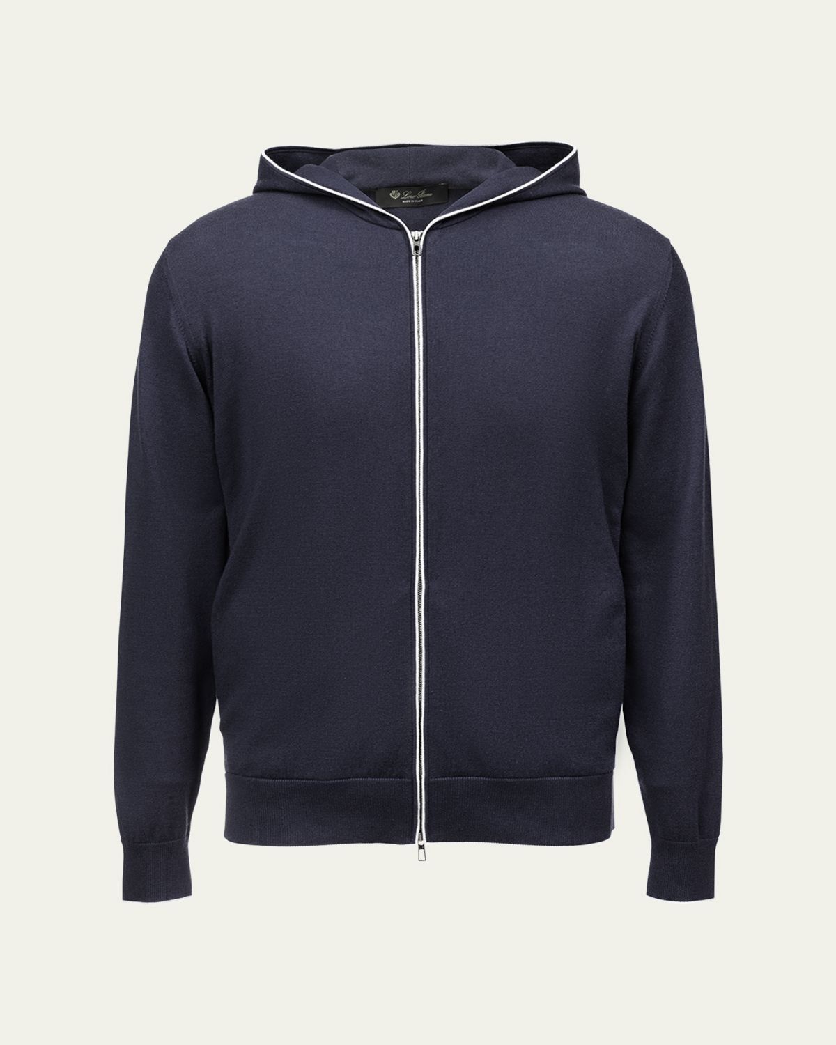 Loro Piana Cashmere-Cotton Zip-Front Hoodie