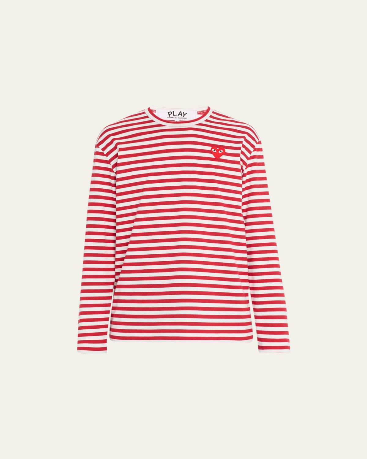 Comme des Garcons Men's Striped T-Shirt with Small Heart