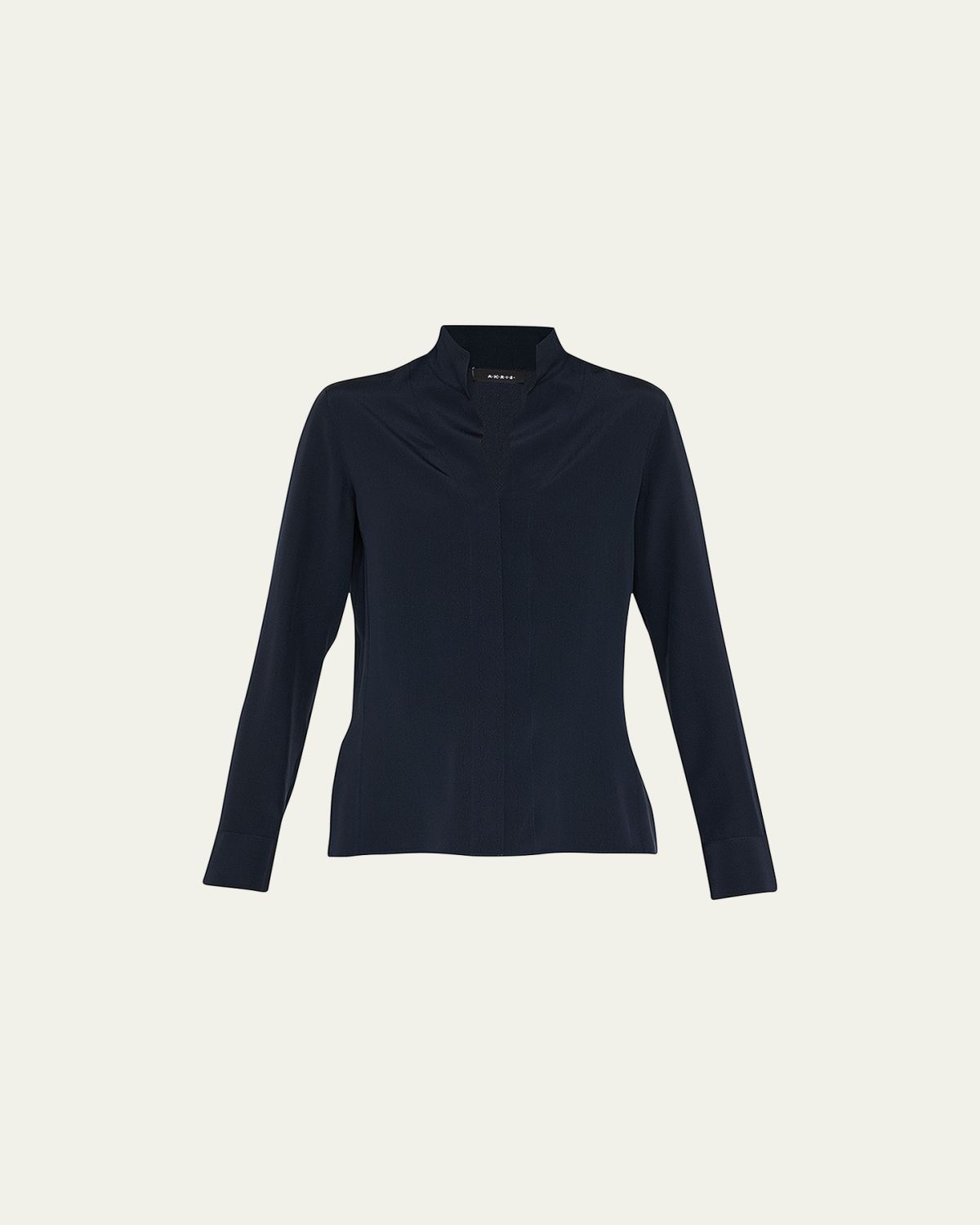Akris Split-Neck Silk Button-Front Blouse