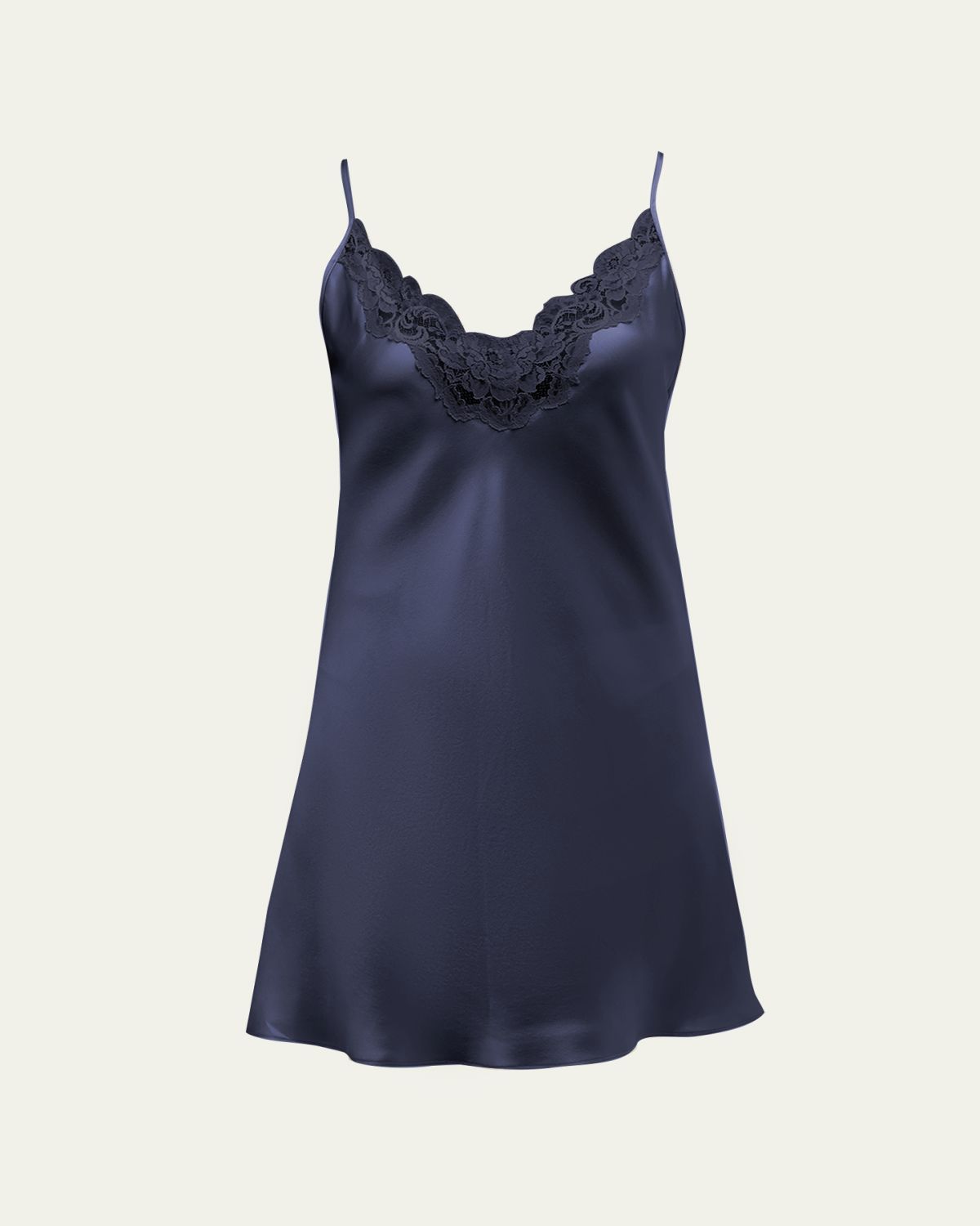 Christine Lingerie Bijoux Lace-Trim Silk Chemise