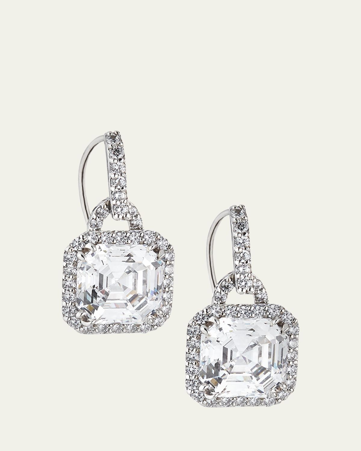 Fantasia by DeSerio 3.5ct Asscher Cut Cubic Zirconia Earrings