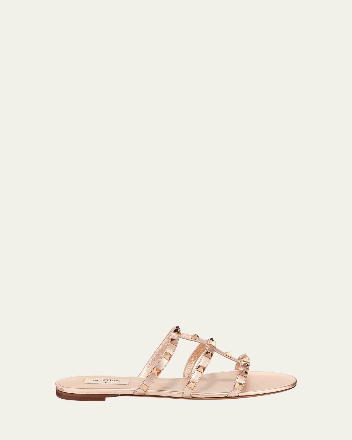 Valentino Garavani Rockstud Metallic City Flat Slide Sandals