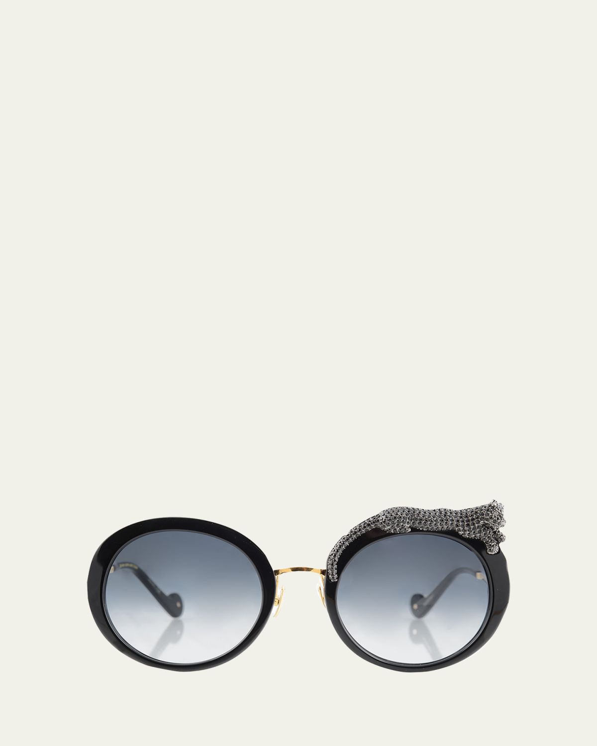 Anna-Karin Karlsson Rose et la Roue Round Crystal-Embellished Leopard Sunglasses