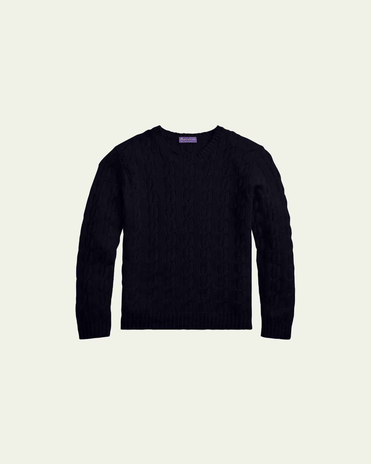 Ralph Lauren Purple Label Cashmere Cable-Knit Crewneck Sweater, Navy