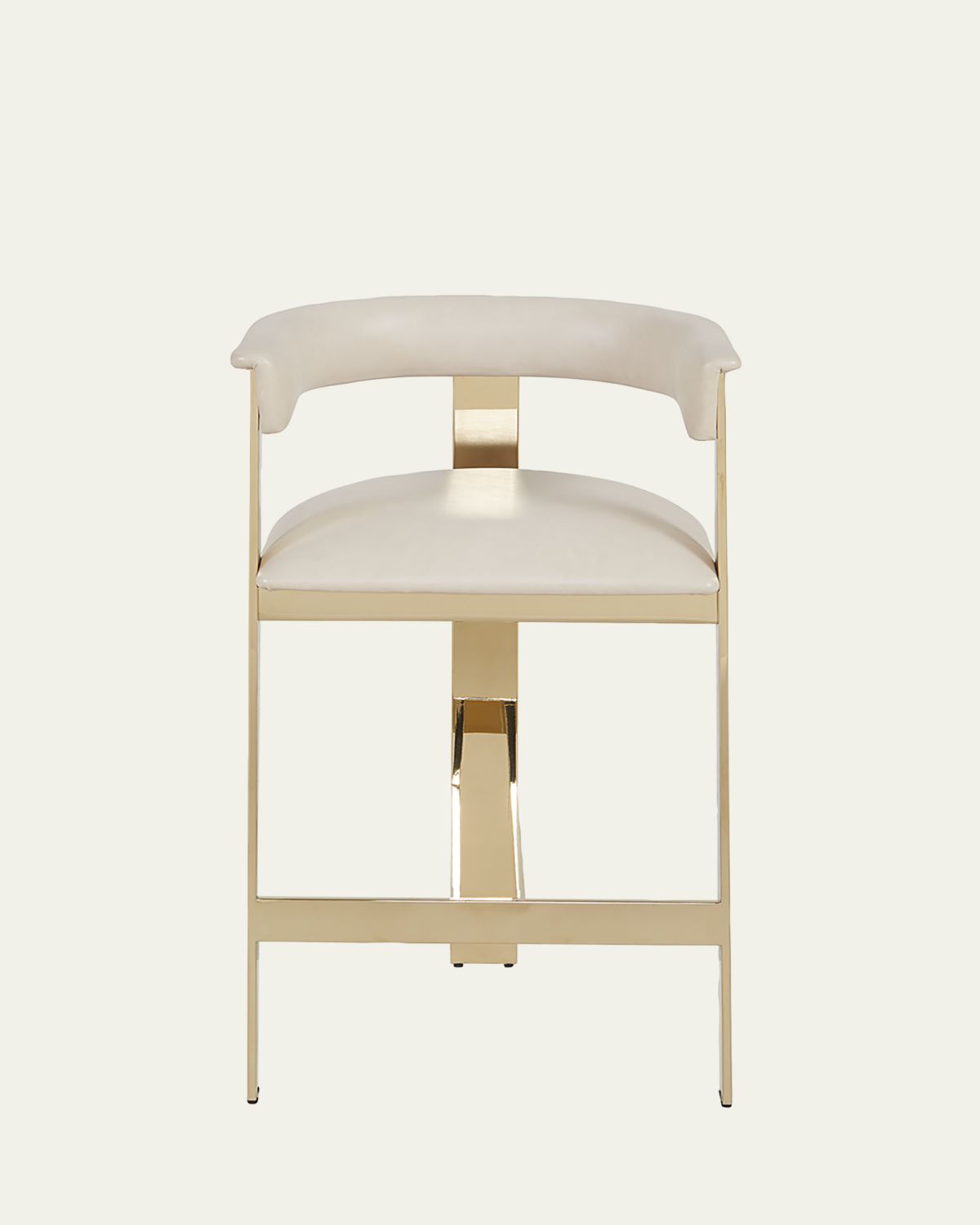 Interlude Home Darla Brass & Leather Counter Stool, 26" | Thumbnail 3