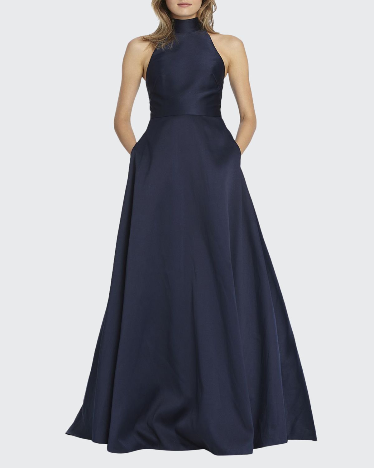 ML Monique Lhuillier High-Neck Keyhole-Back Sleeveless Ball Gown with Pockets | Thumbnail 3 ML Monique Lhuillier High-Neck Keyhole-Back Sleeveless Ball Gown with Pockets | Thumbnail 3