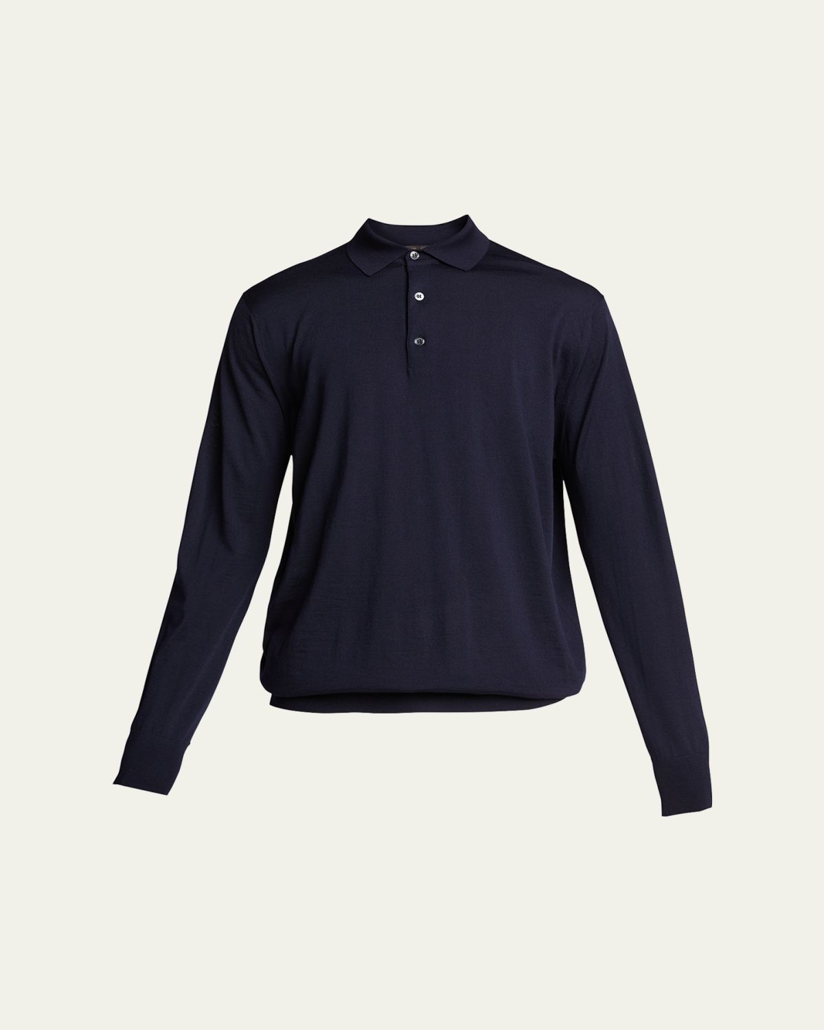 Loro Piana Men's Long-Sleeve Wool Polo Shirt