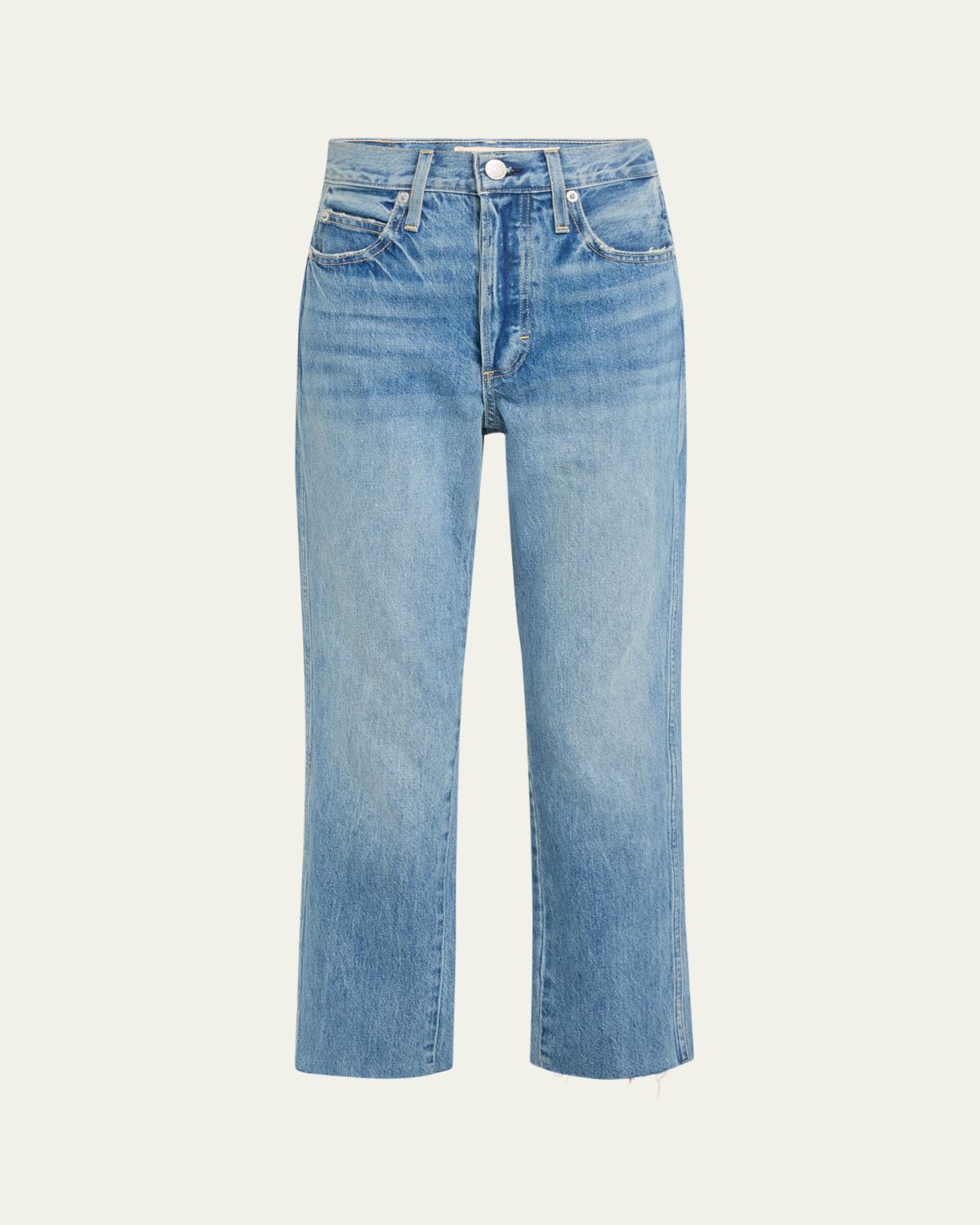 AMO Denim Loverboy High-Rise Cropped Jeans with Frayed Hem
