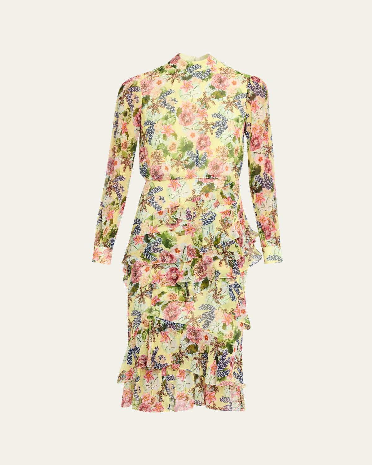 Saloni Isa Mock-Neck Floral-Print Silk Midi Dress | Thumbnail 6 Saloni Isa Mock-Neck Floral-Print Silk Midi Dress | Thumbnail 6