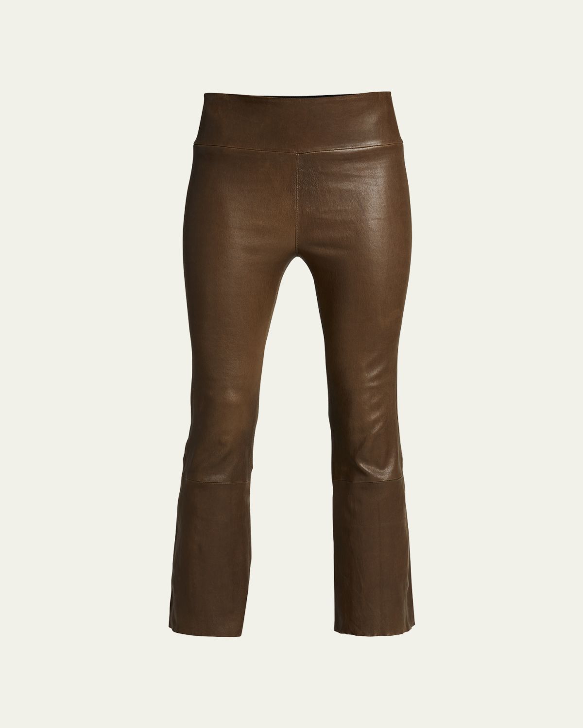 SPRWMN High-Waist Flare-Leg Cropped Leather Leggings