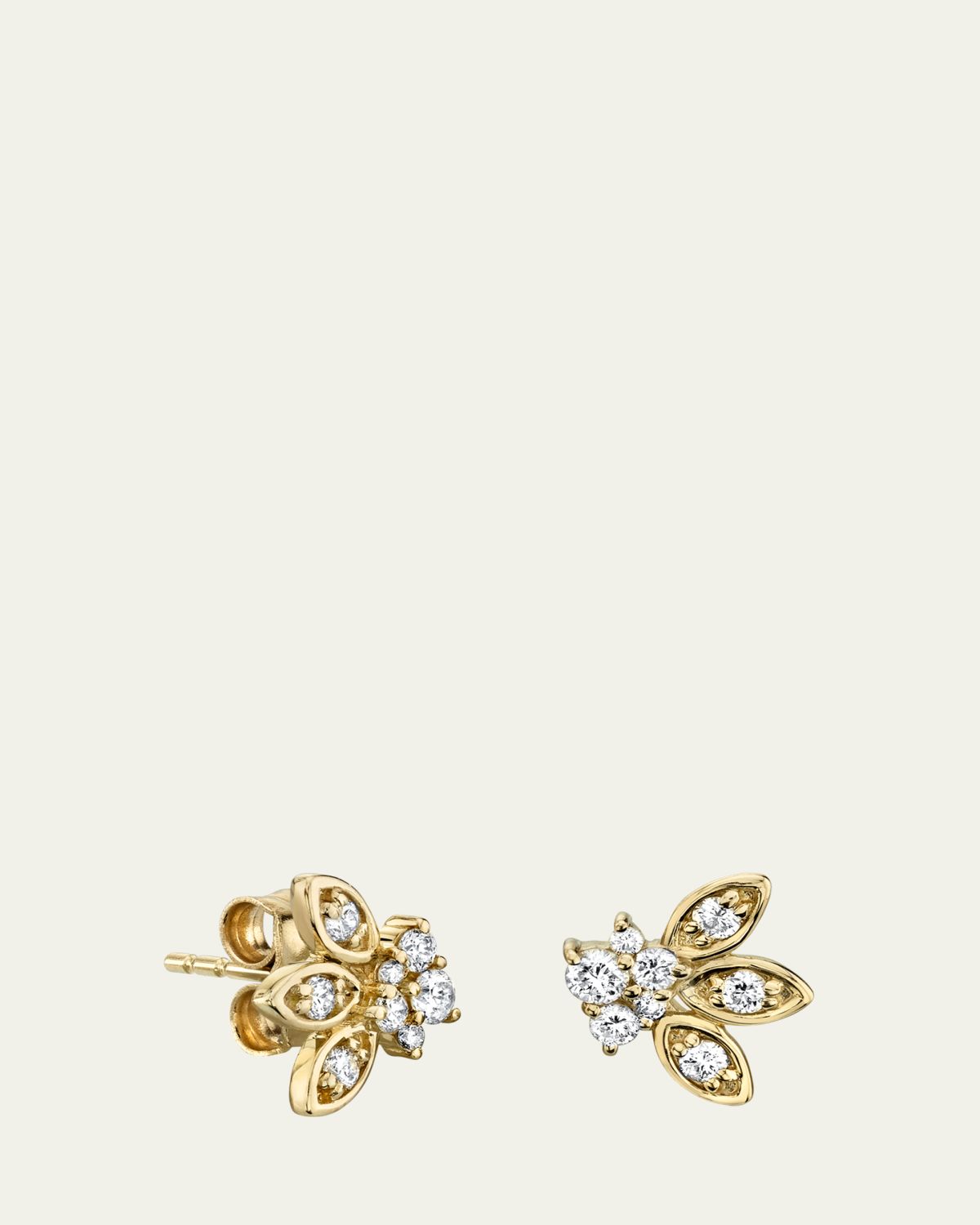 Sydney Evan Single 14k Gold Diamond Petal Stud Earring | Thumbnail 3