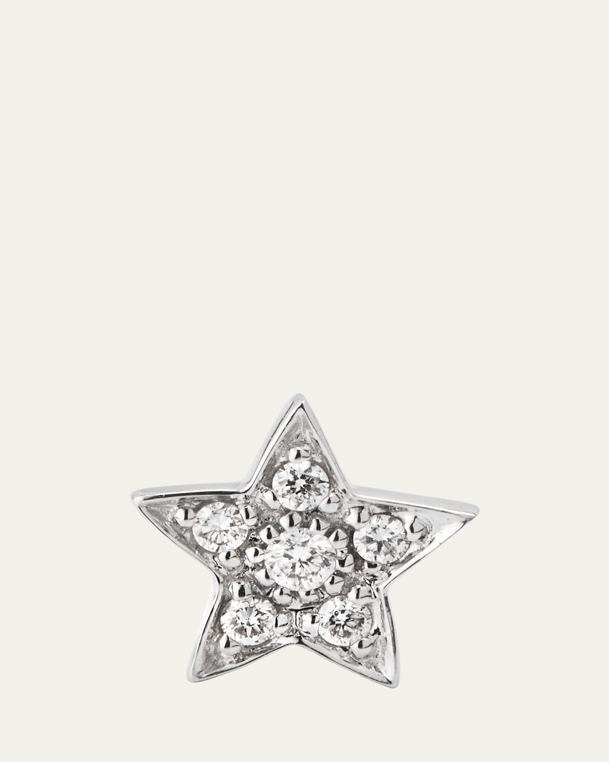 Sydney Evan 14k White Gold Pave Star Stud Earring, Single