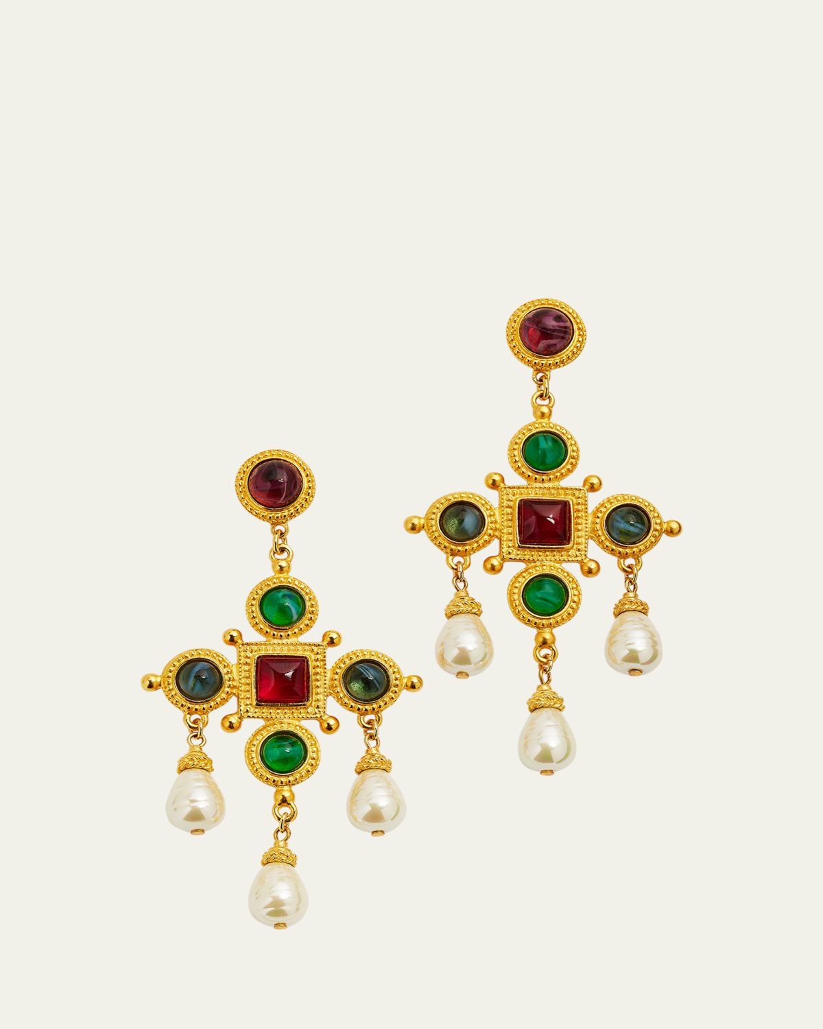 Ben-Amun 24k Gold Electroplated Pearly Drop Cross Earrings | Thumbnail 6 Ben-Amun 24k Gold Electroplated Pearly Drop Cross Earrings | Thumbnail 6
