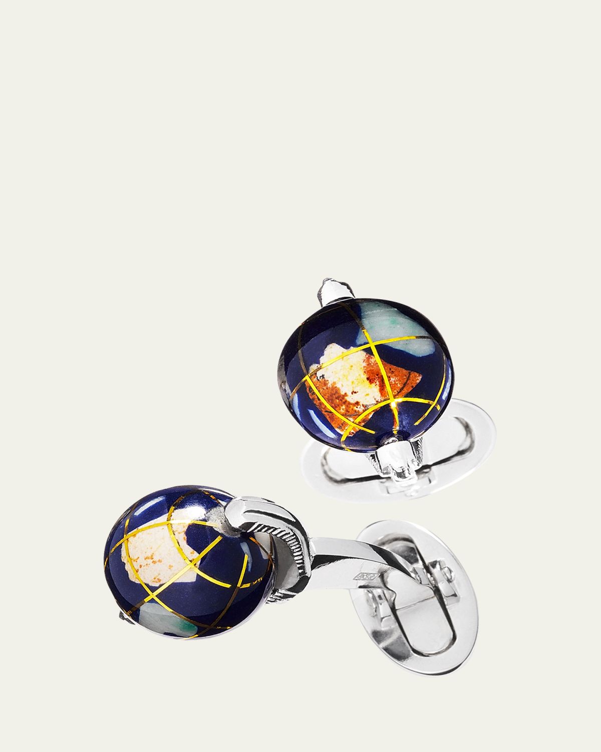 Jan Leslie Spinning Lapis Inlay Globe Cuff Links