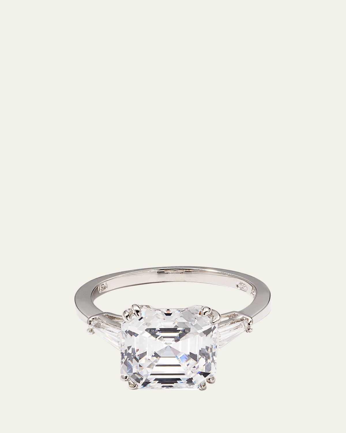 Fantasia by DeSerio 4.5 TCW 14k White Gold Asscher Cubic Zirconia Ring | Thumbnail 5 Fantasia by DeSerio 4.5 TCW 14k White Gold Asscher Cubic Zirconia Ring | Thumbnail 5